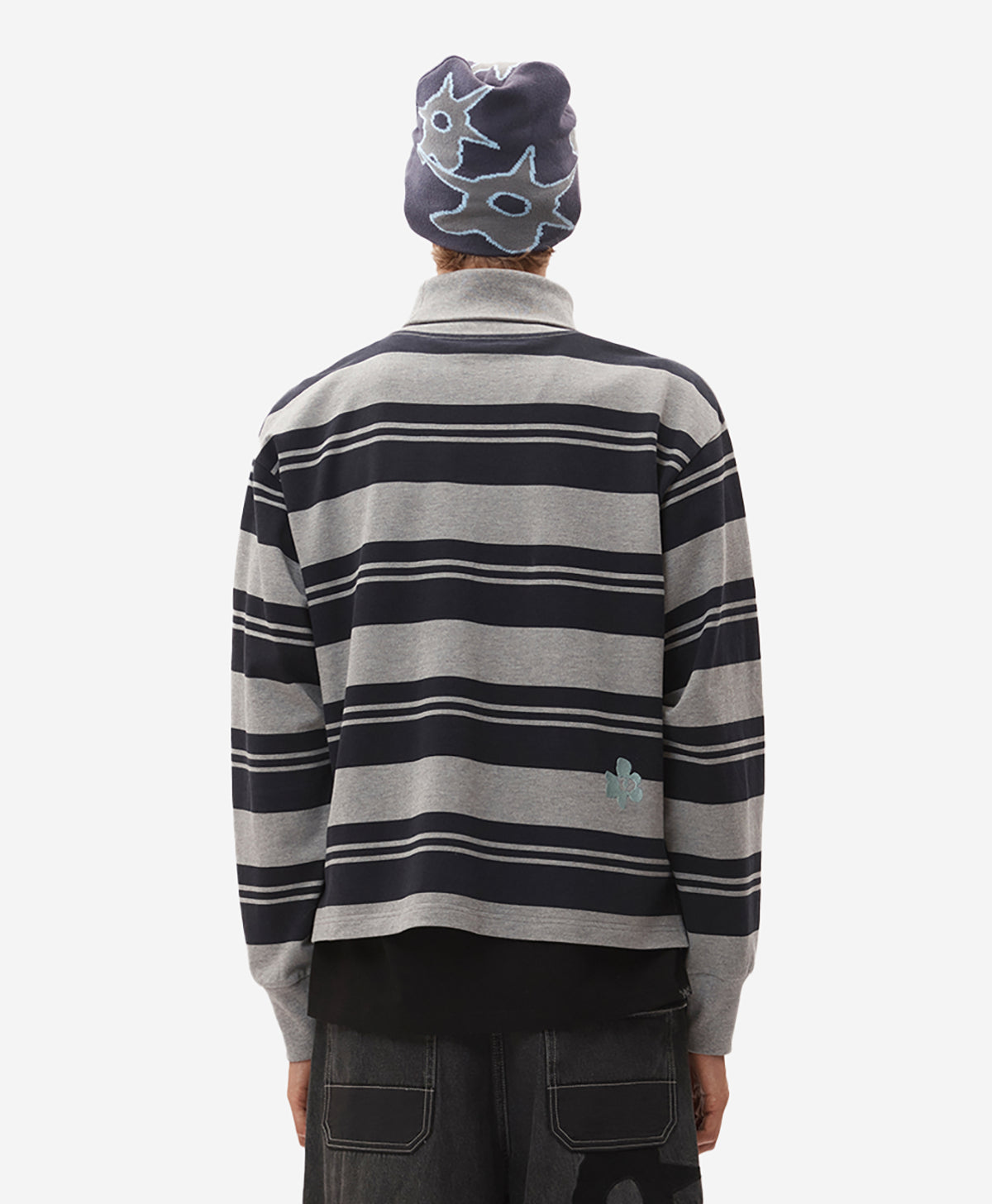 Lines In Time Stripe Mock Neck LS Top - Multi