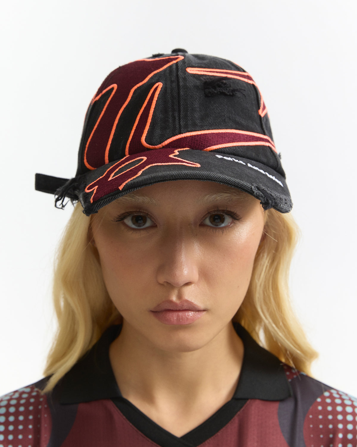 Seven Eighths Baseball Cap - Black Wash / Deep Red