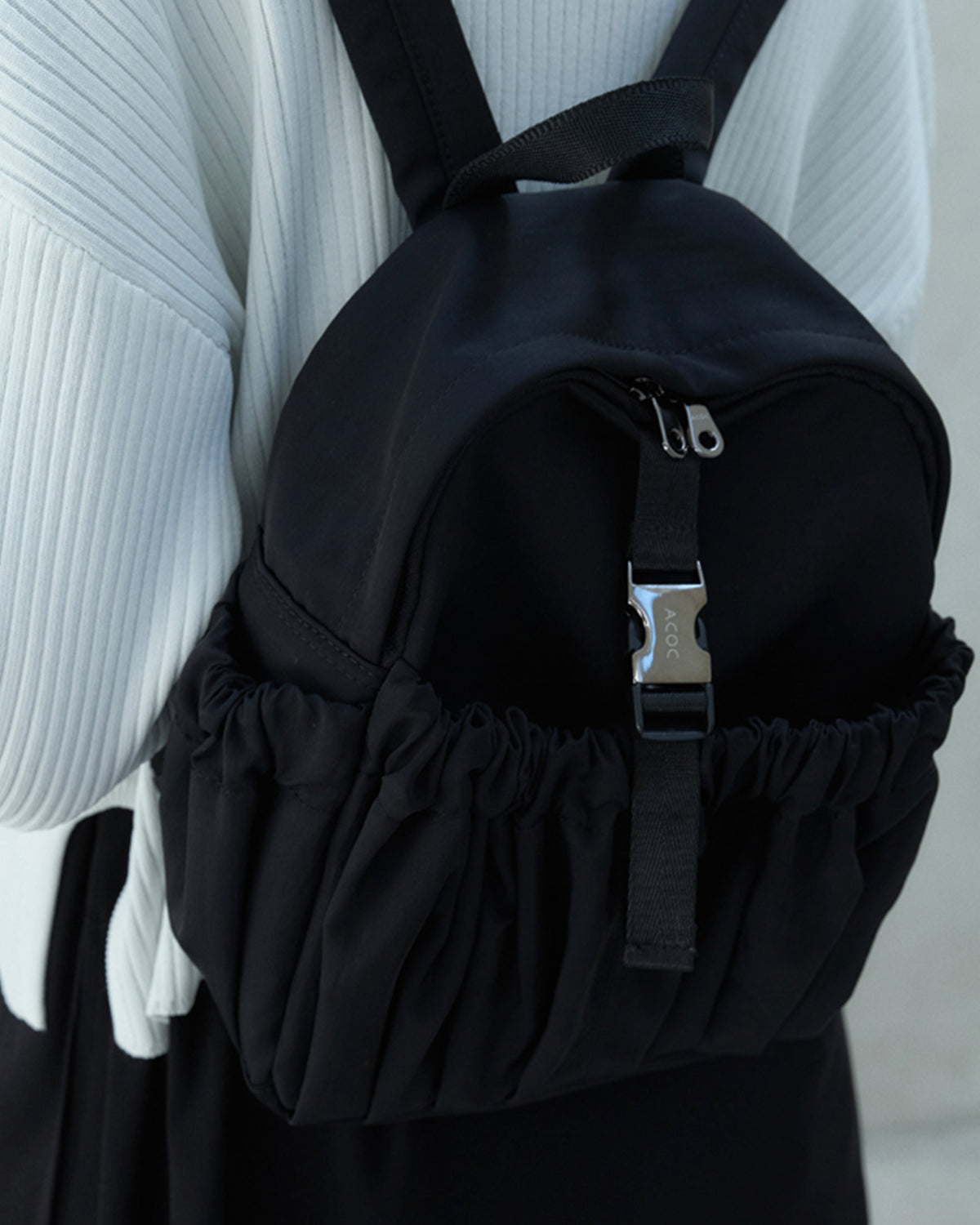 Gathered Mini Backpack - Black