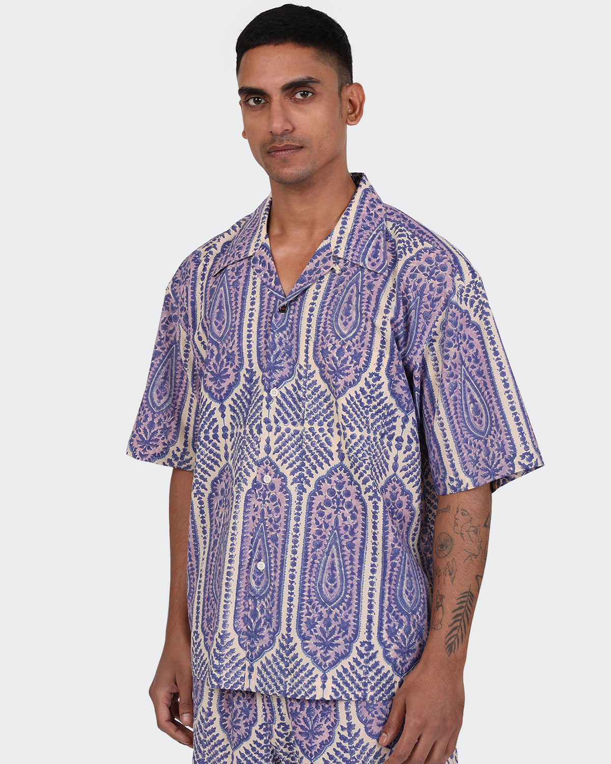 Rohit - Boxy Over Sized Vintage Inspired Camp Collar Shirt - Block Print