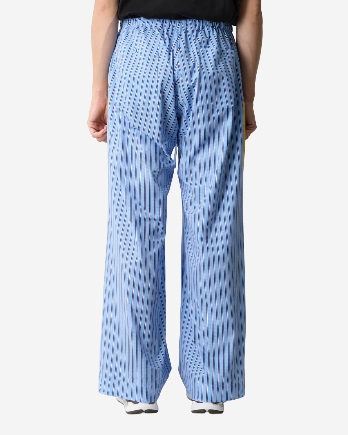 Stripe 2 Tuck Wide Pants - Sax Blue