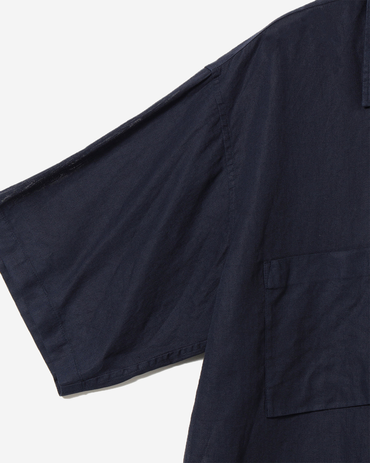 Amedeo Panama Cloth Short Sleeve Shirt - Navy