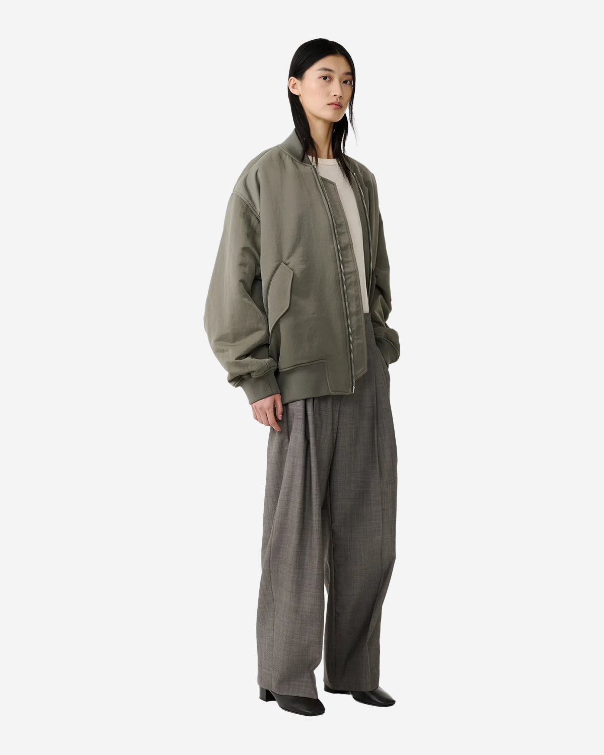 Lira - Double Pleat Pant - Warm Grey