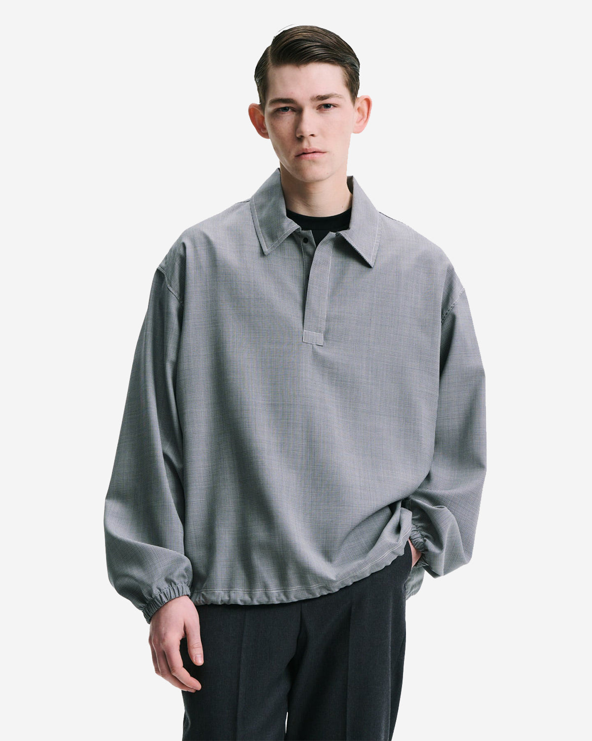 Washable Summer Wool Polo Shirt - Hounds Tooth