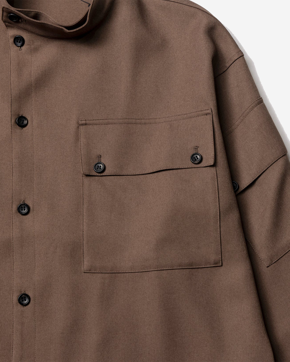 WR PL ST. Band Collar Shirt - Brown