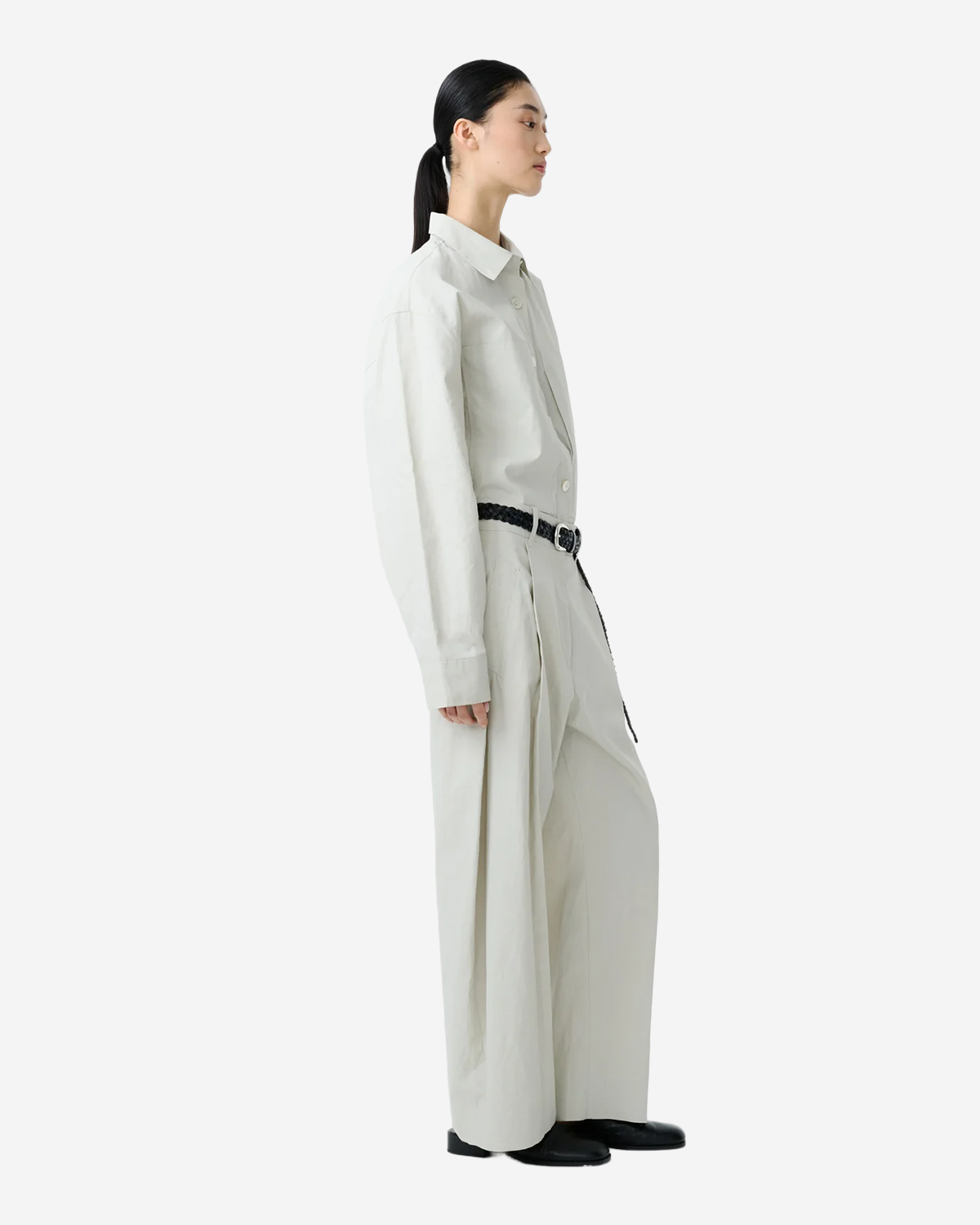 Minos - Single Pleat Curved Leg Pant - Bone