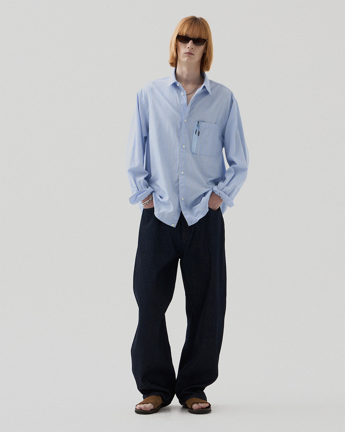 Zip Pocket Shirt - Blue Stripe