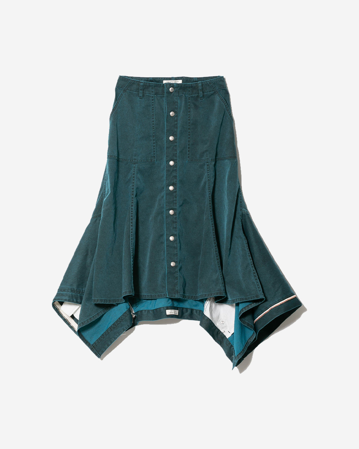 Double End Nylon Gabardin Denim Skirt - Bluegreen