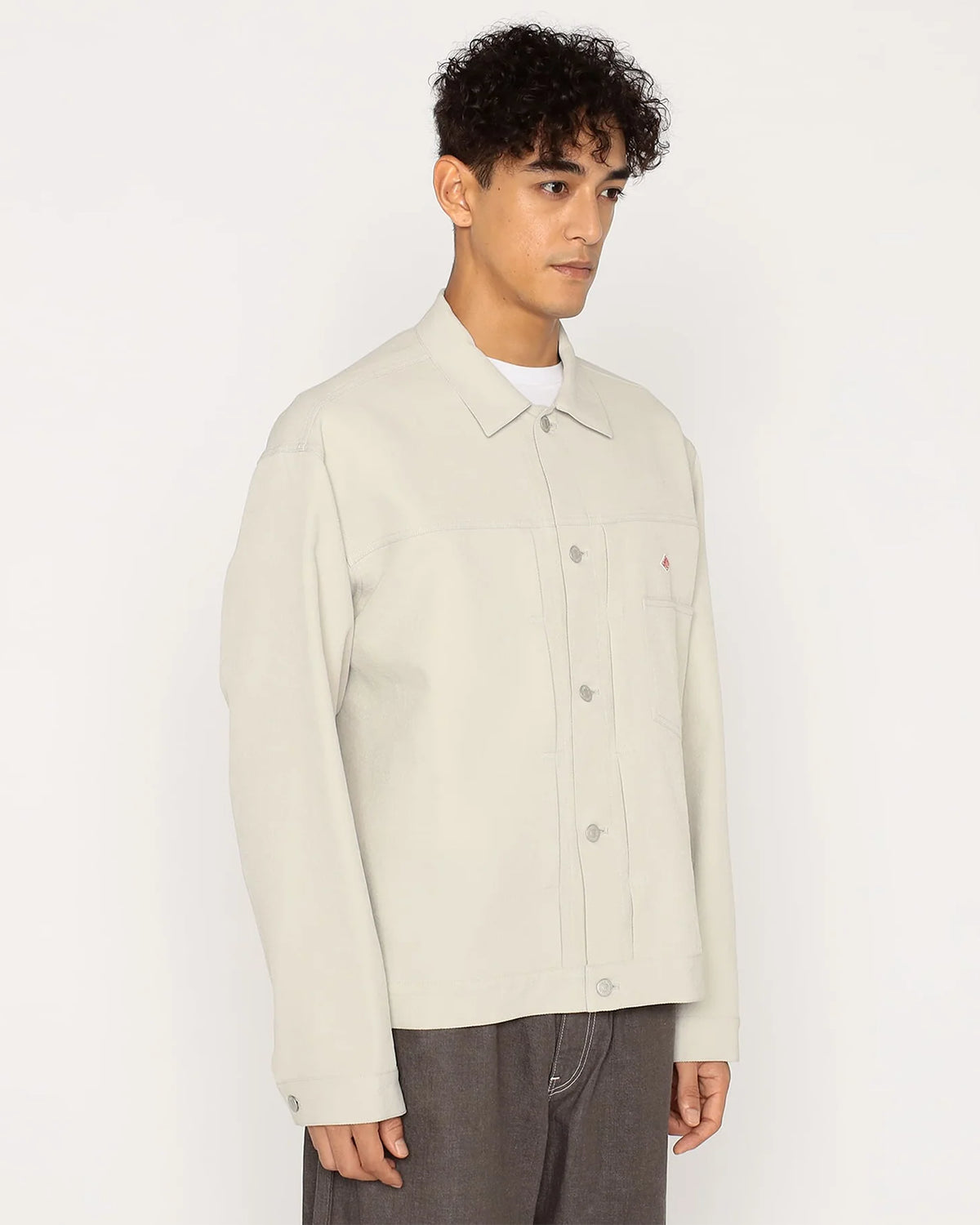 Mens Polyester Twill Jeans Jacket Style Shirt Blouson - Greige