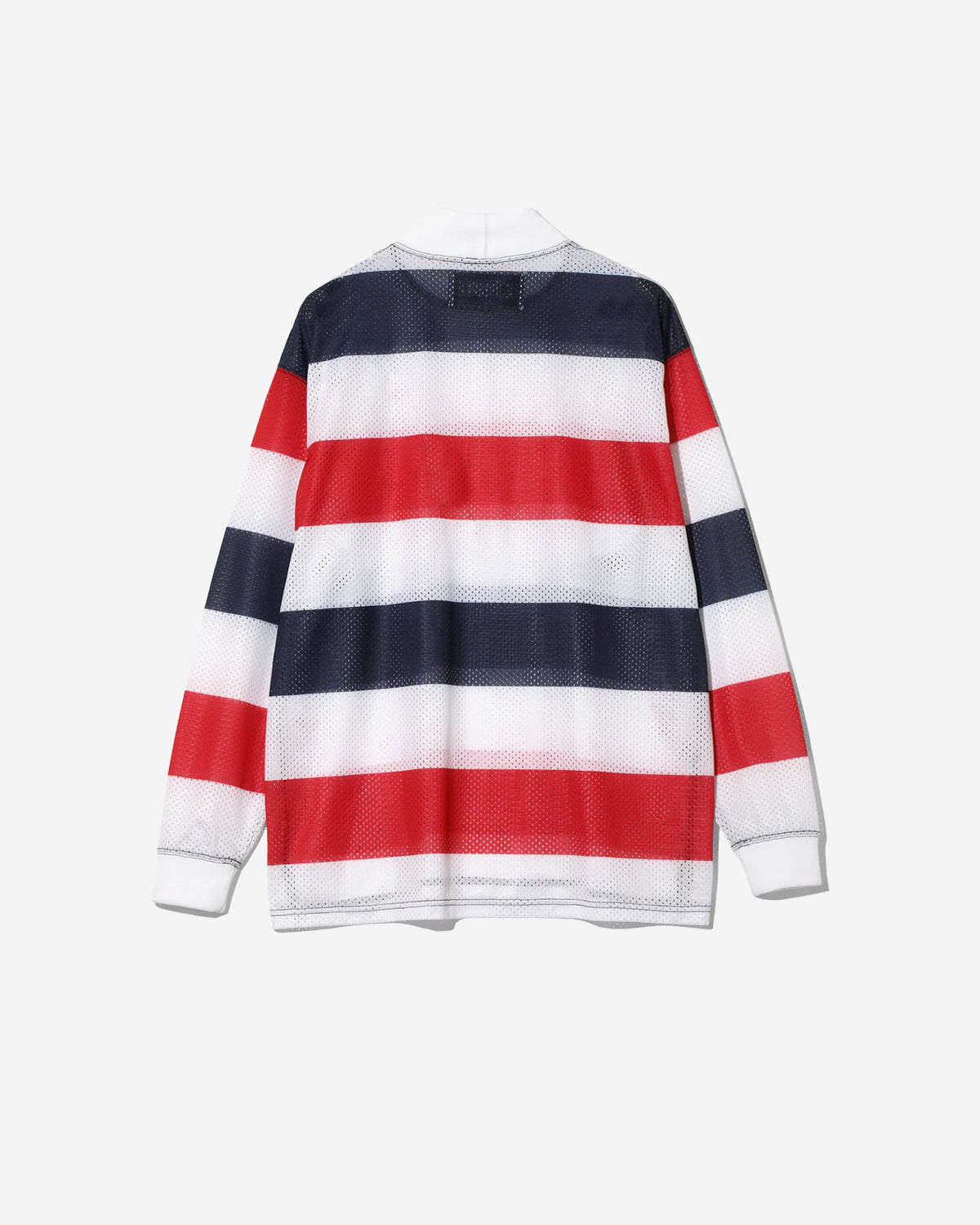 L/S Mock Neck Tee - Stripe Mesh - Tricolour