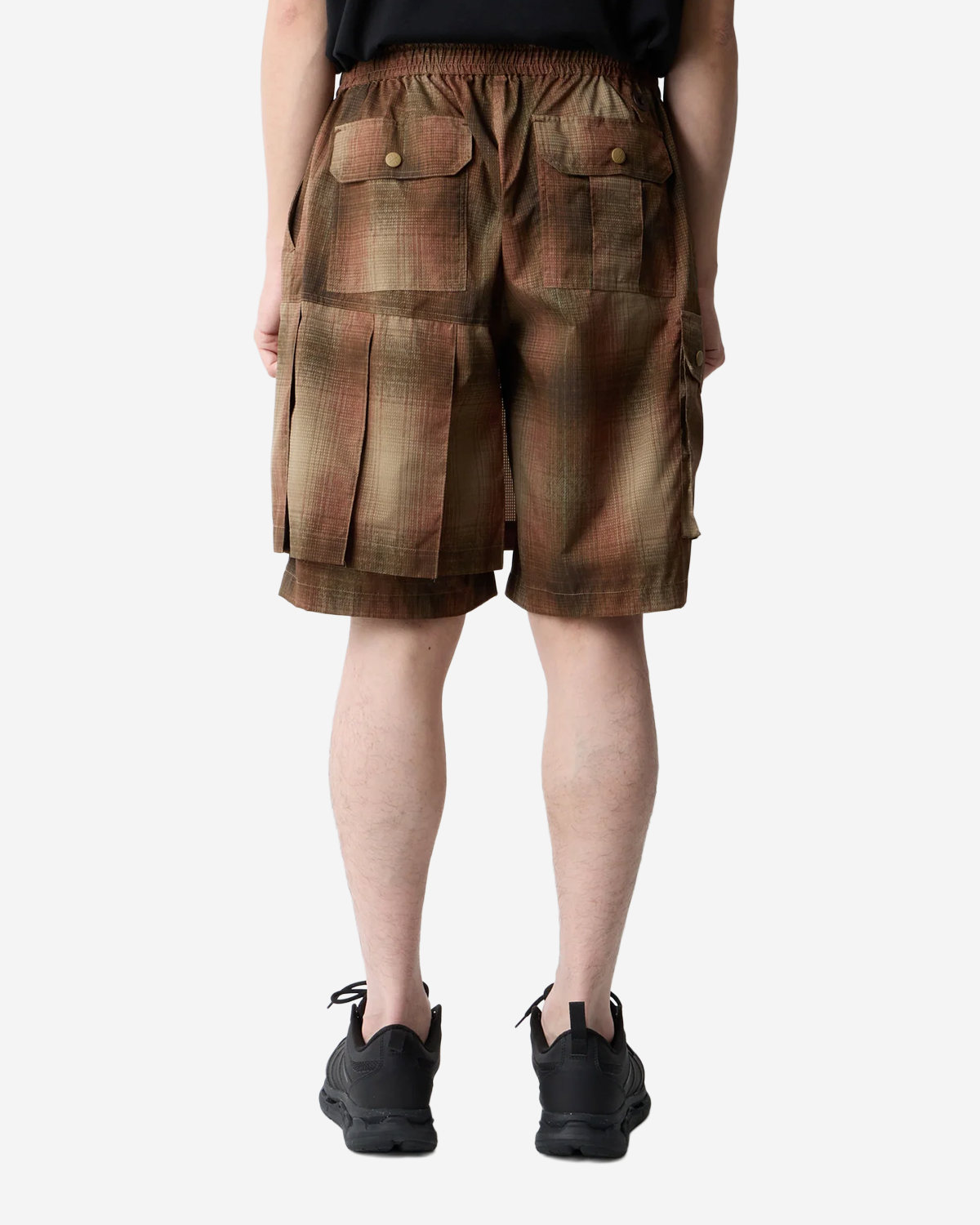 Ombre Check Skirt Pants - Brown