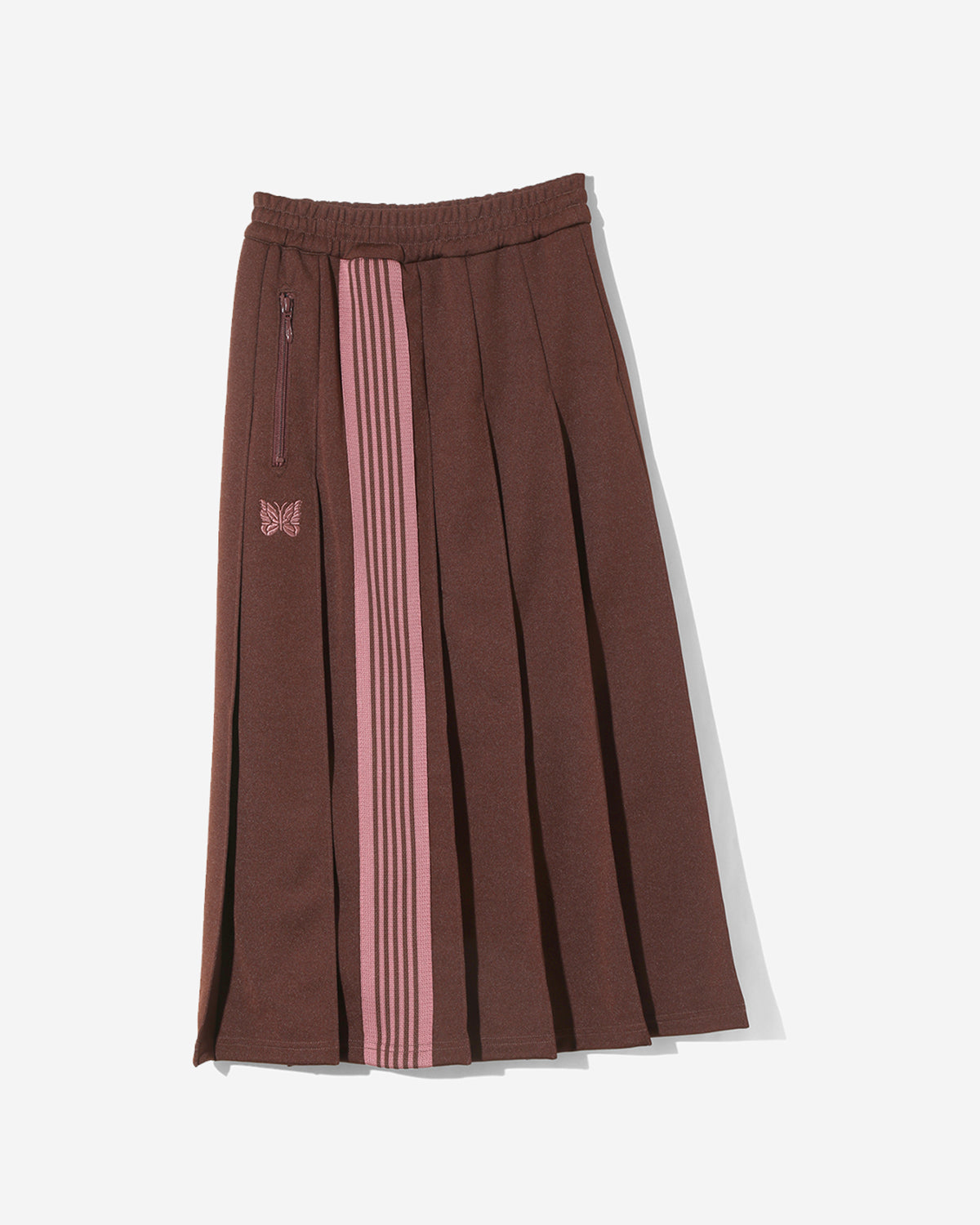 Pleated Track Skirt - Poly Smooth - Brown