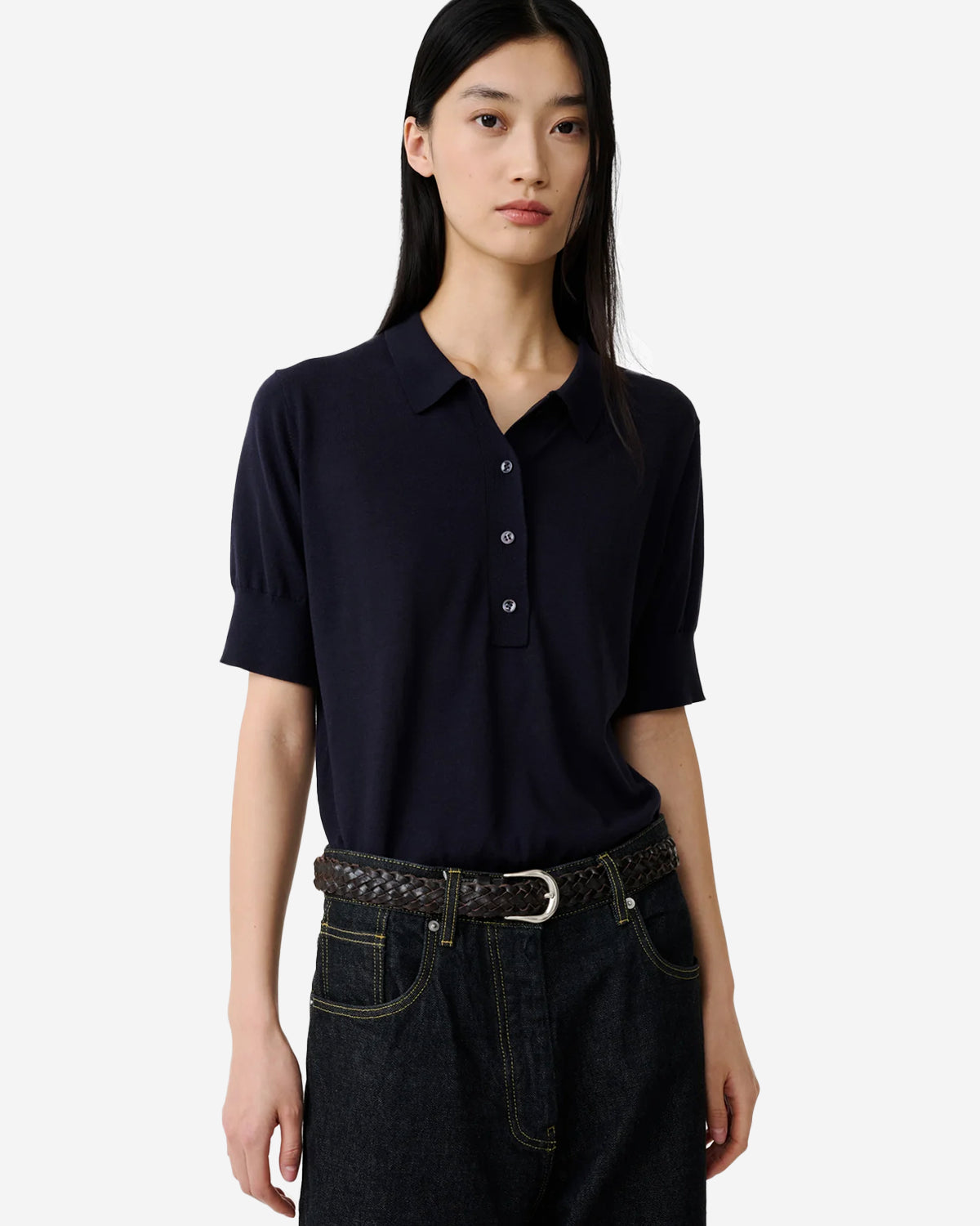 Tolsa - Knitted Polo - Dark Navy
