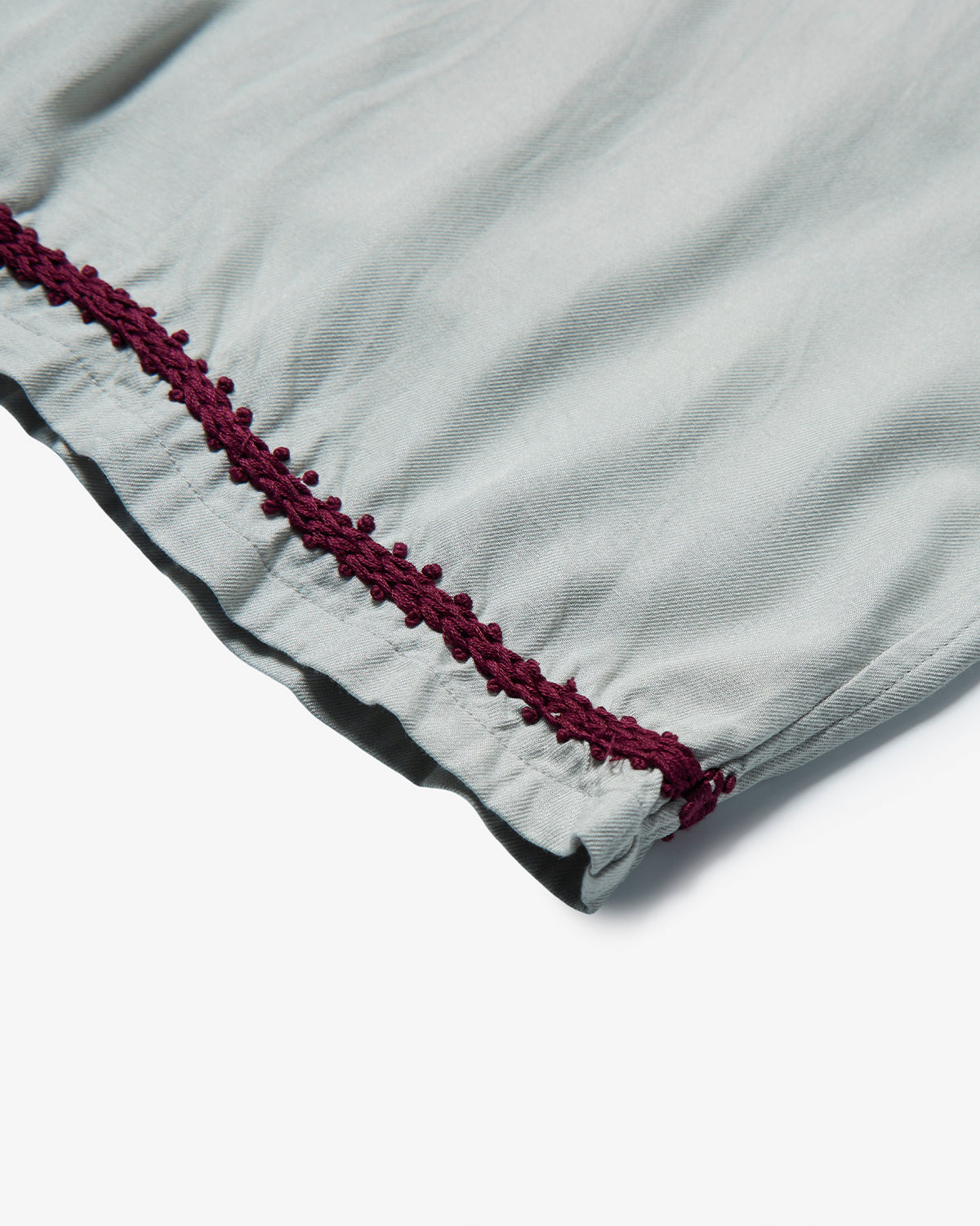 Trim Embroidery Open Collar Shirt - Gray