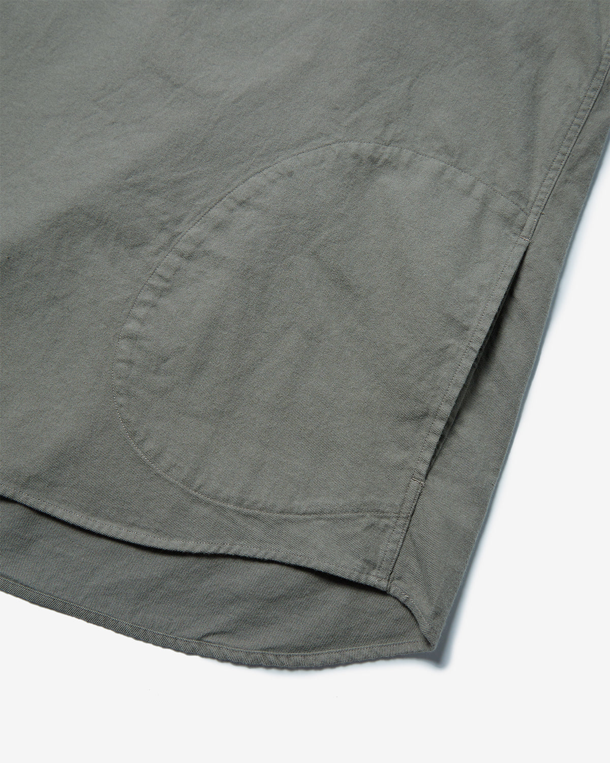 Mens Oxford Round Collar Pullover Shirt Plain - Olive Chambray