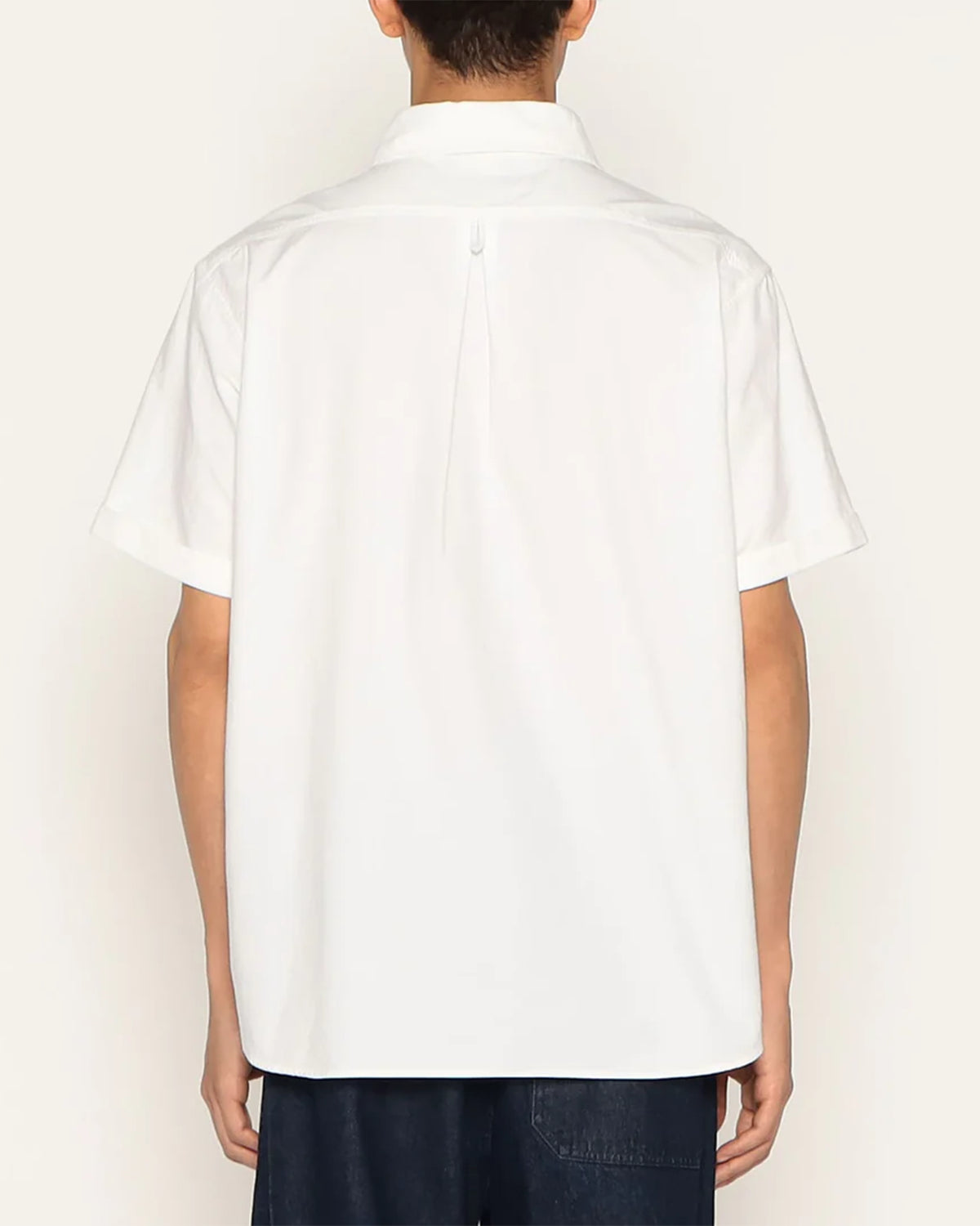 Mens Oxford Round Collar Short Sleeve Pullover Shirt - White