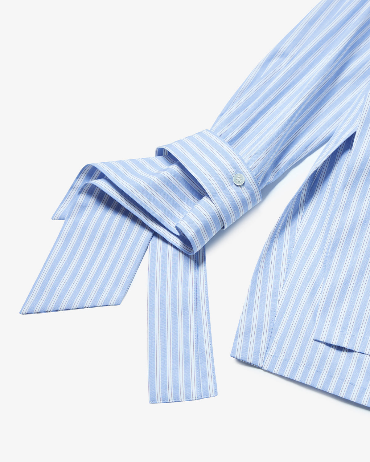Ribbon Cuffs Shirt - Light Blue