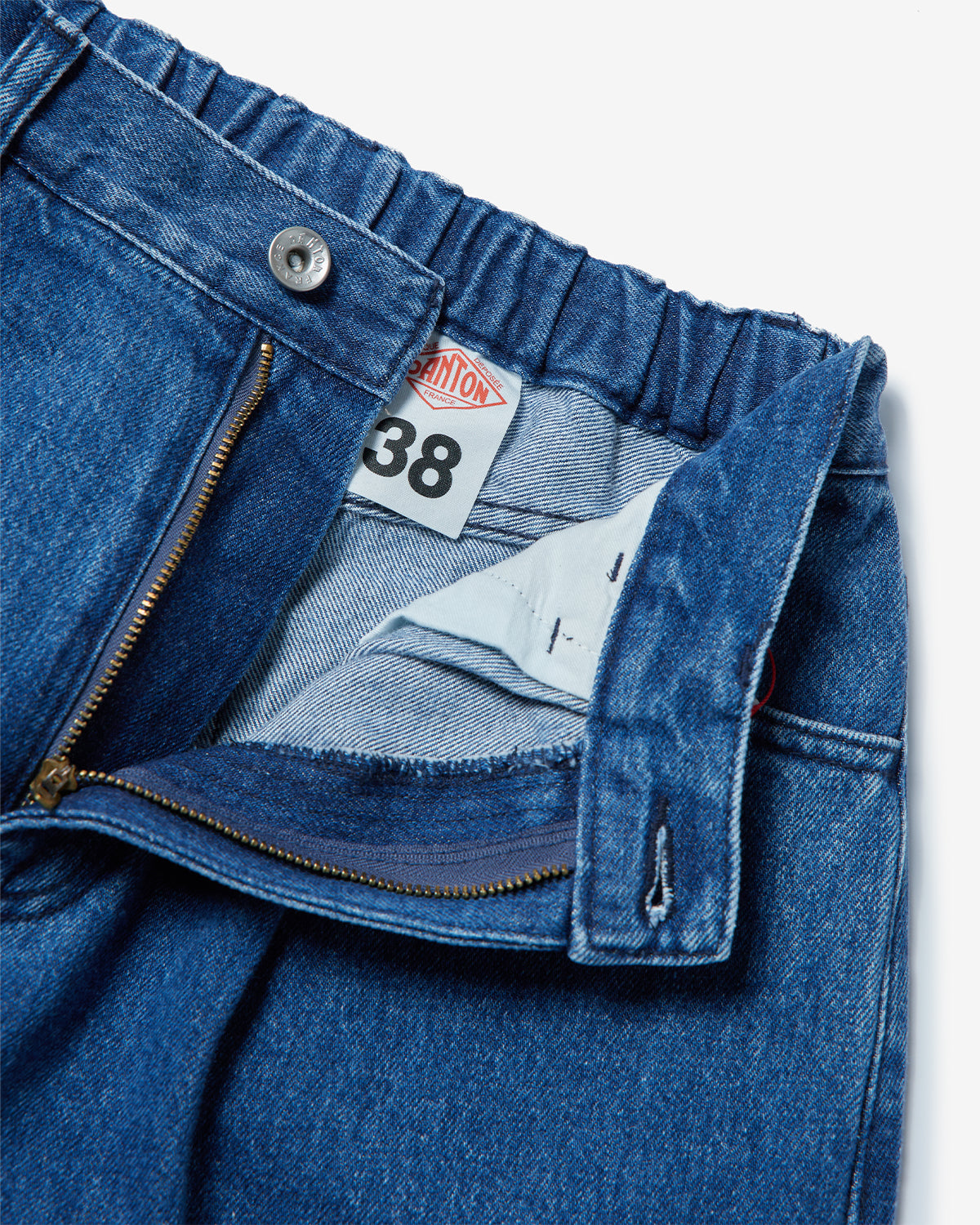 Womens Japanese Denim Tuck Straight Pants - Indigo