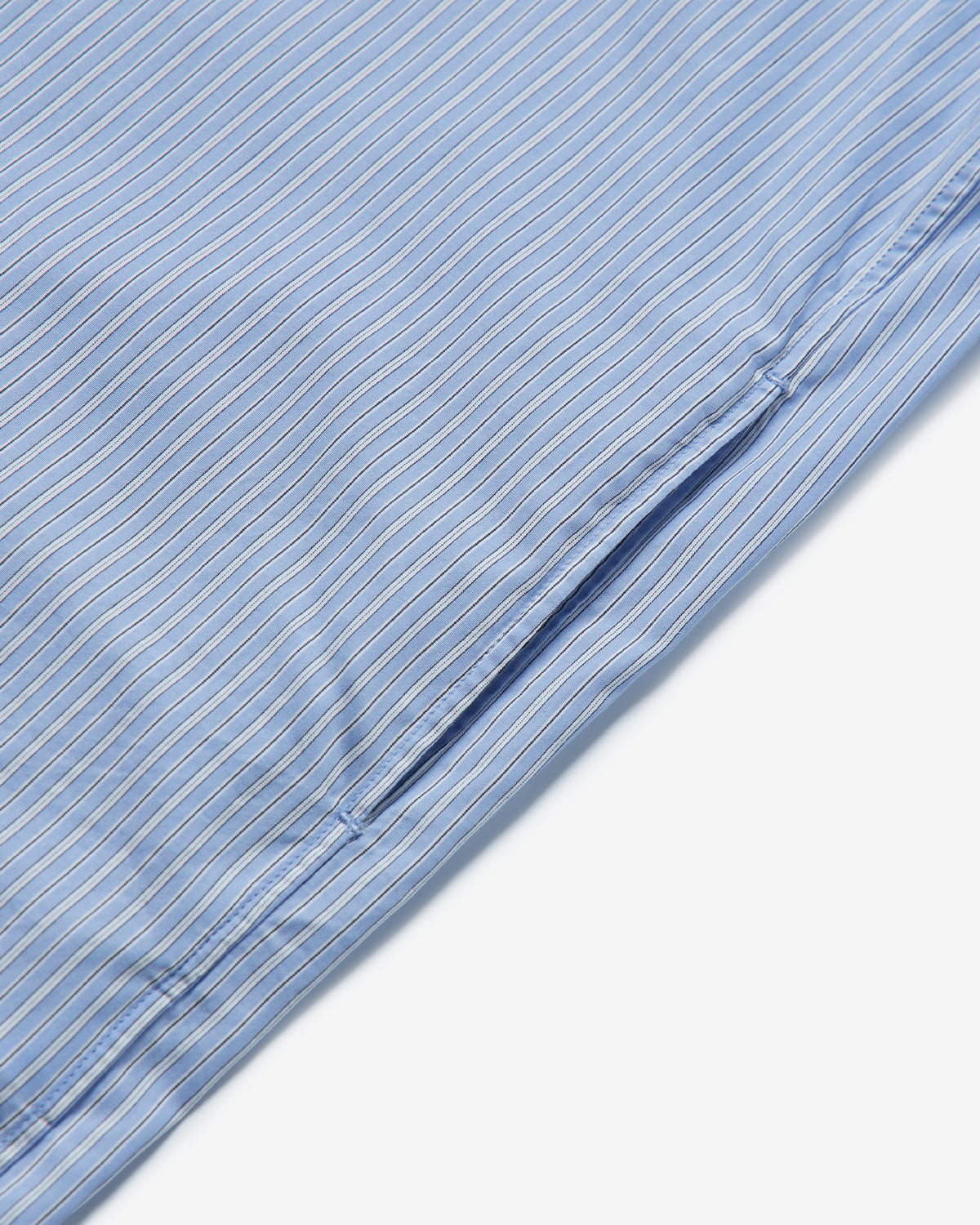 Womens Poplin Band Collar Tunic Shirt - Sax Blue Stripe