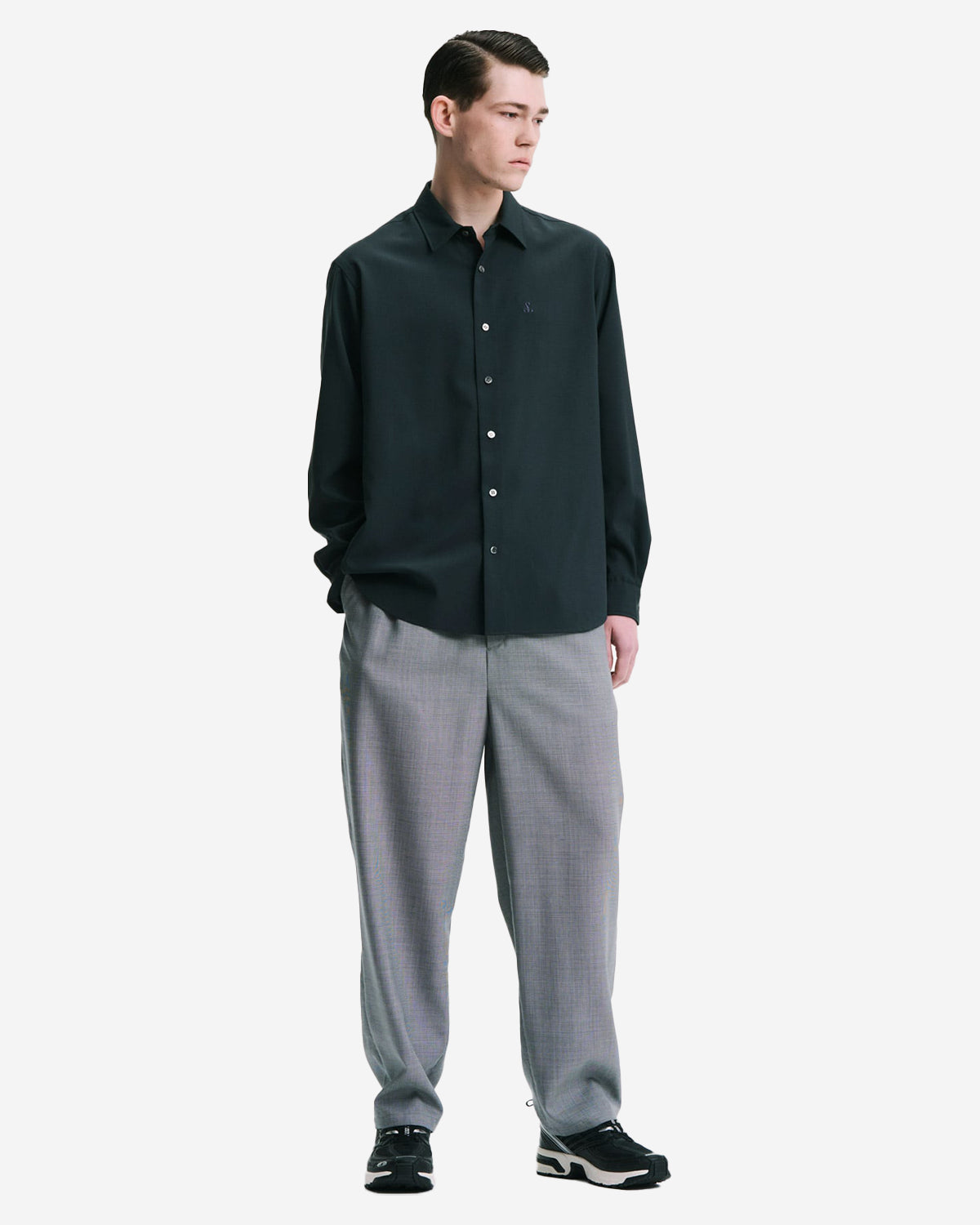 Washable Summer Wool Tapered Bold Pants - Hounds Tooth
