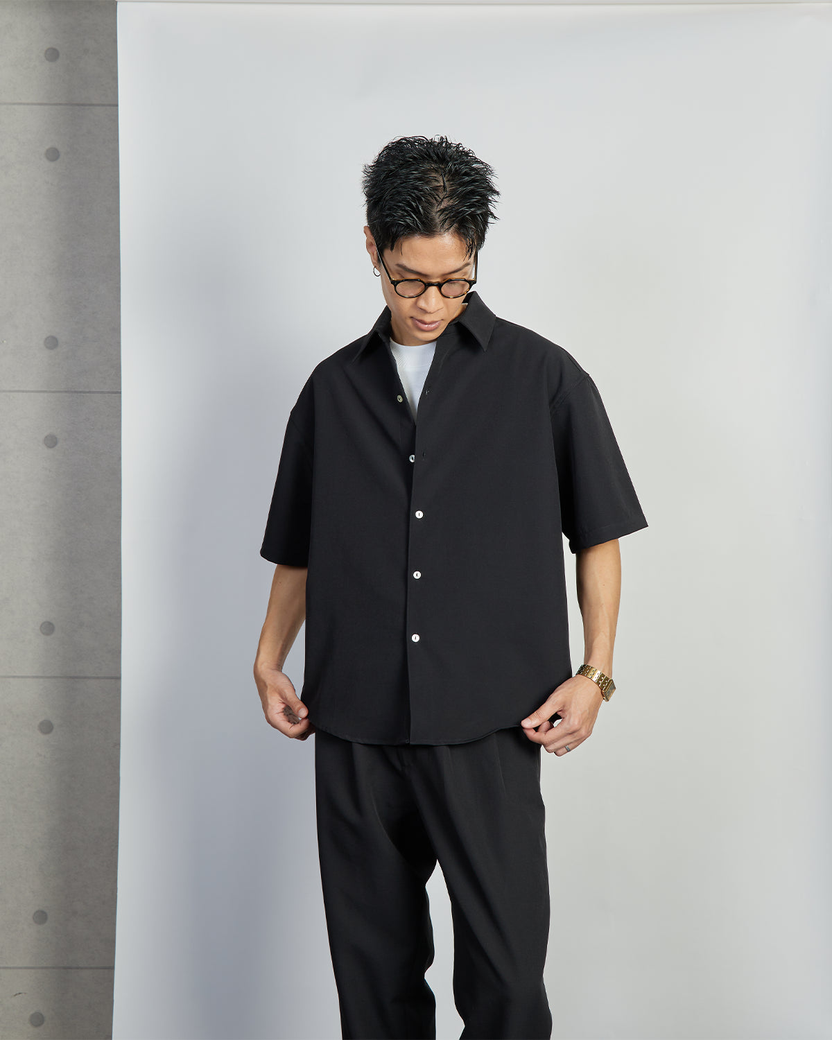 James Shirt - 4 Way Stretch Short Sleeve - Black