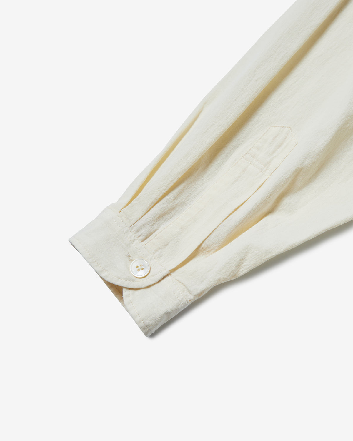 Womens Cotton Poplin Band Collar Shirt - Ivory