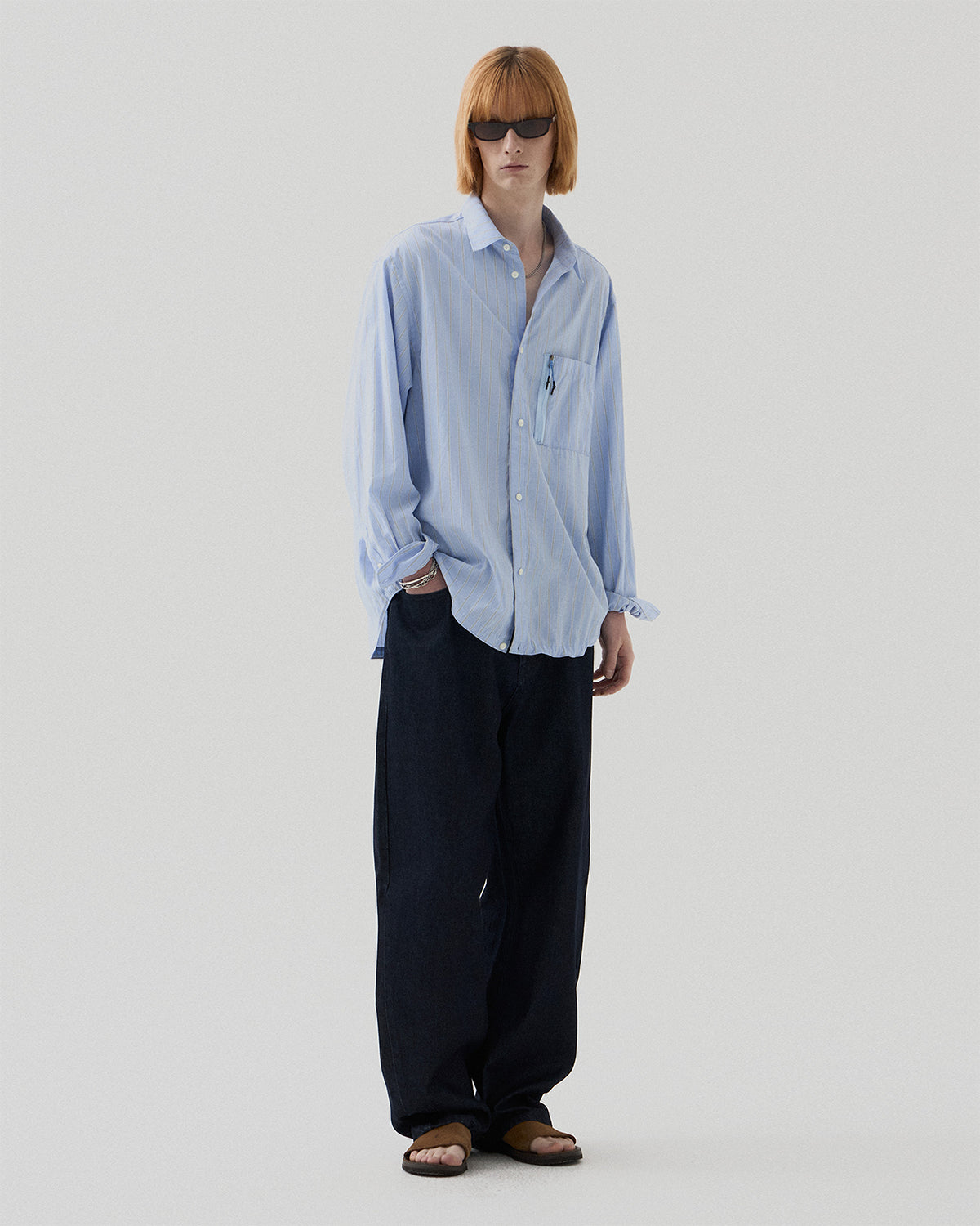 Zip Pocket Shirt - Blue Stripe