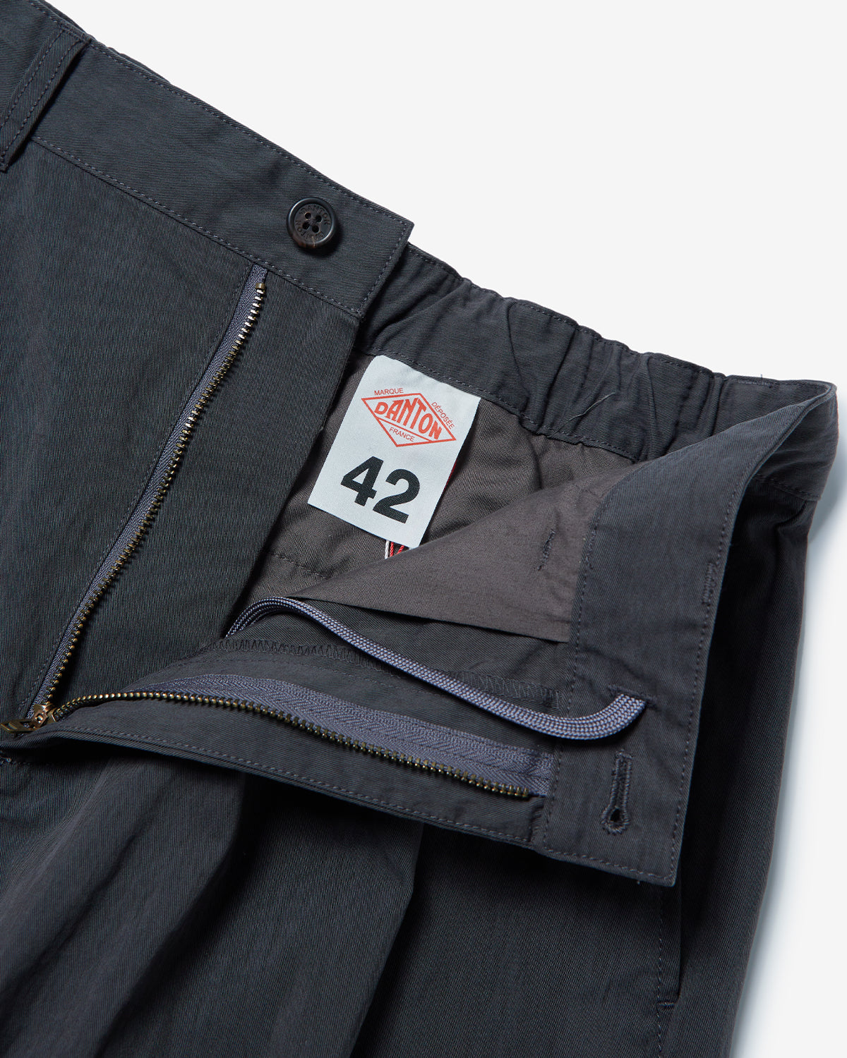 Mens CN Twill Double Pleated Easy Pants - Charcoal
