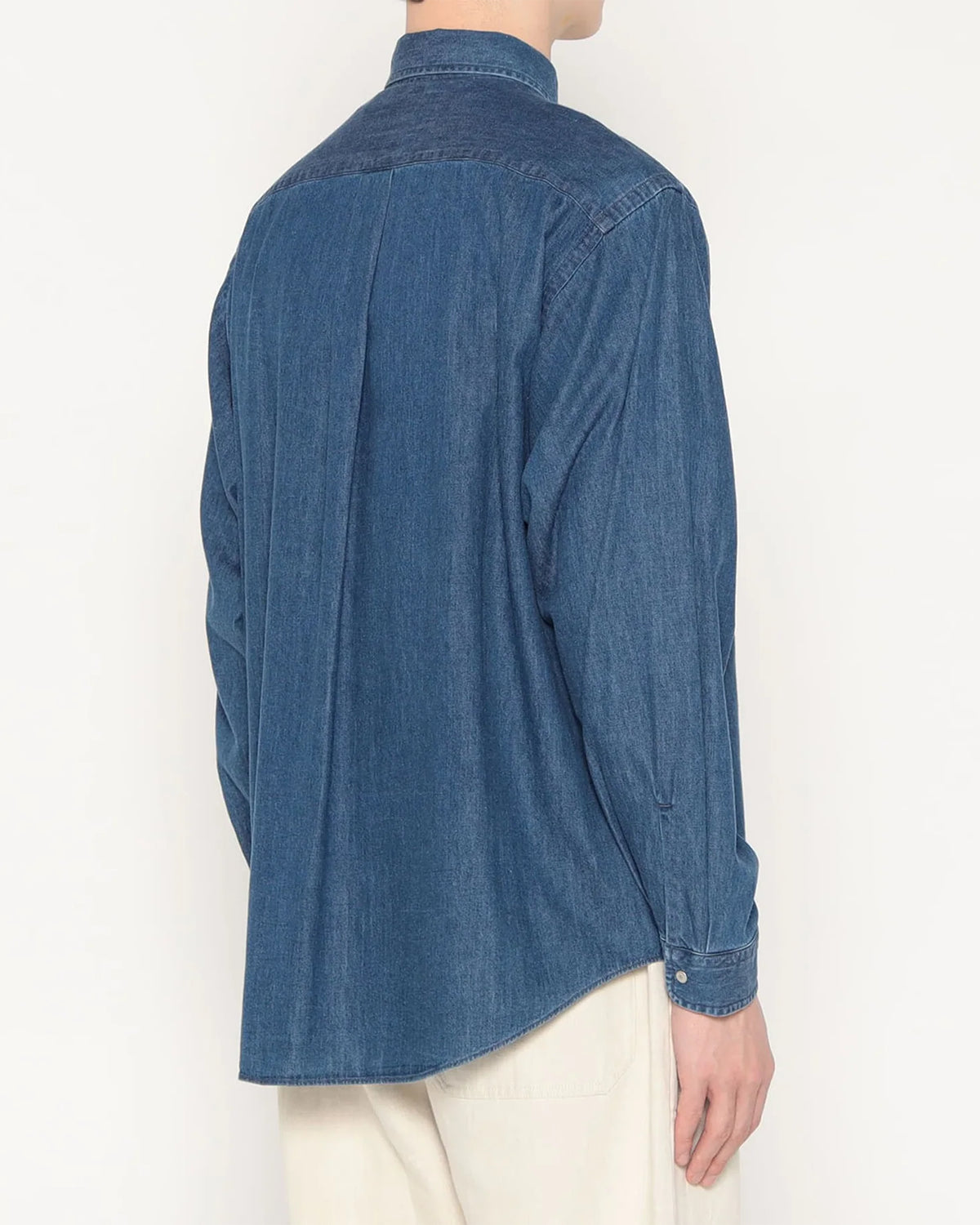 Mens Denim Dungaree Button-Down Shirt - Light Indigo