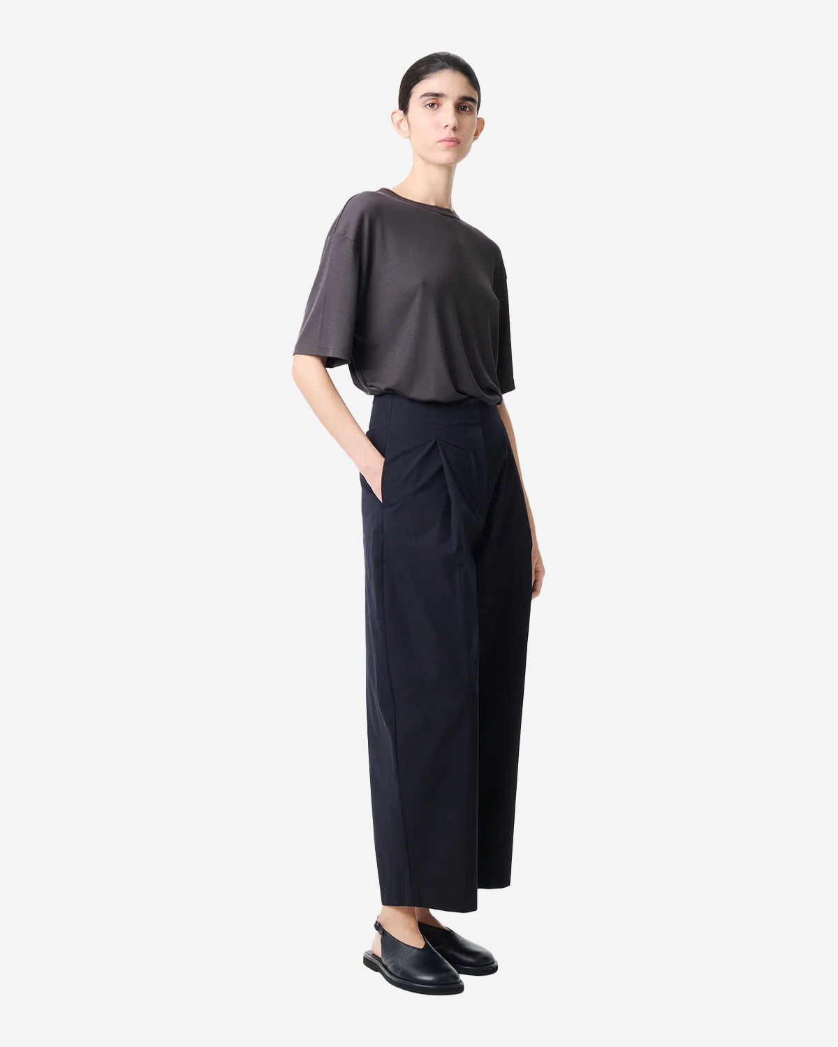 Dordoni - Pants - Deep Pleat Volume Ankle Crop - Dark Navy