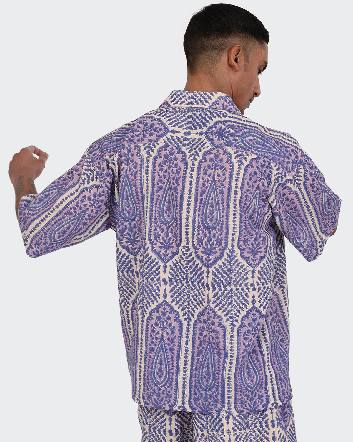 Rohit - Boxy Over Sized Vintage Inspired Camp Collar Shirt - Block Print