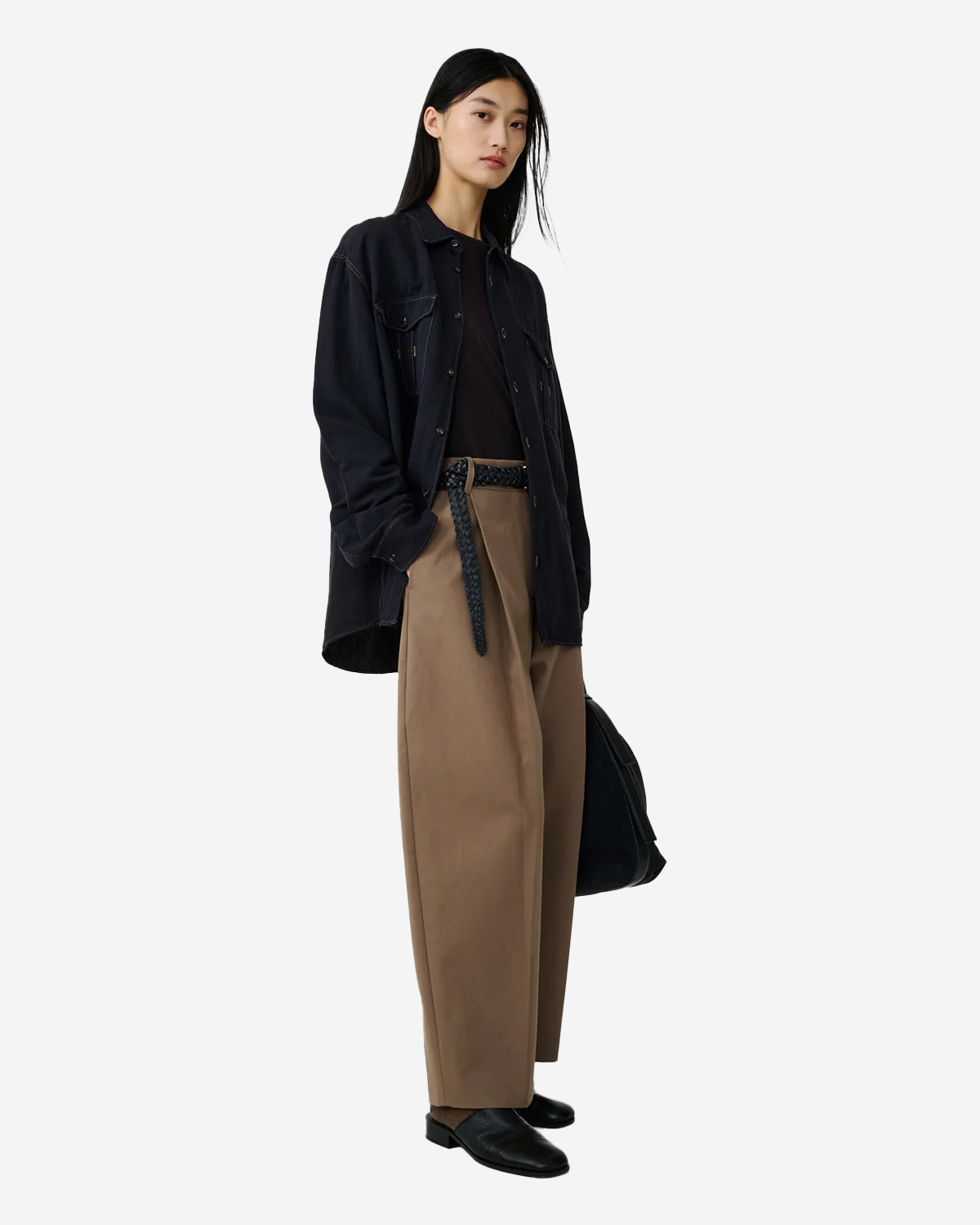 Nasser - Double Pleat Wide Leg Pant - Birch