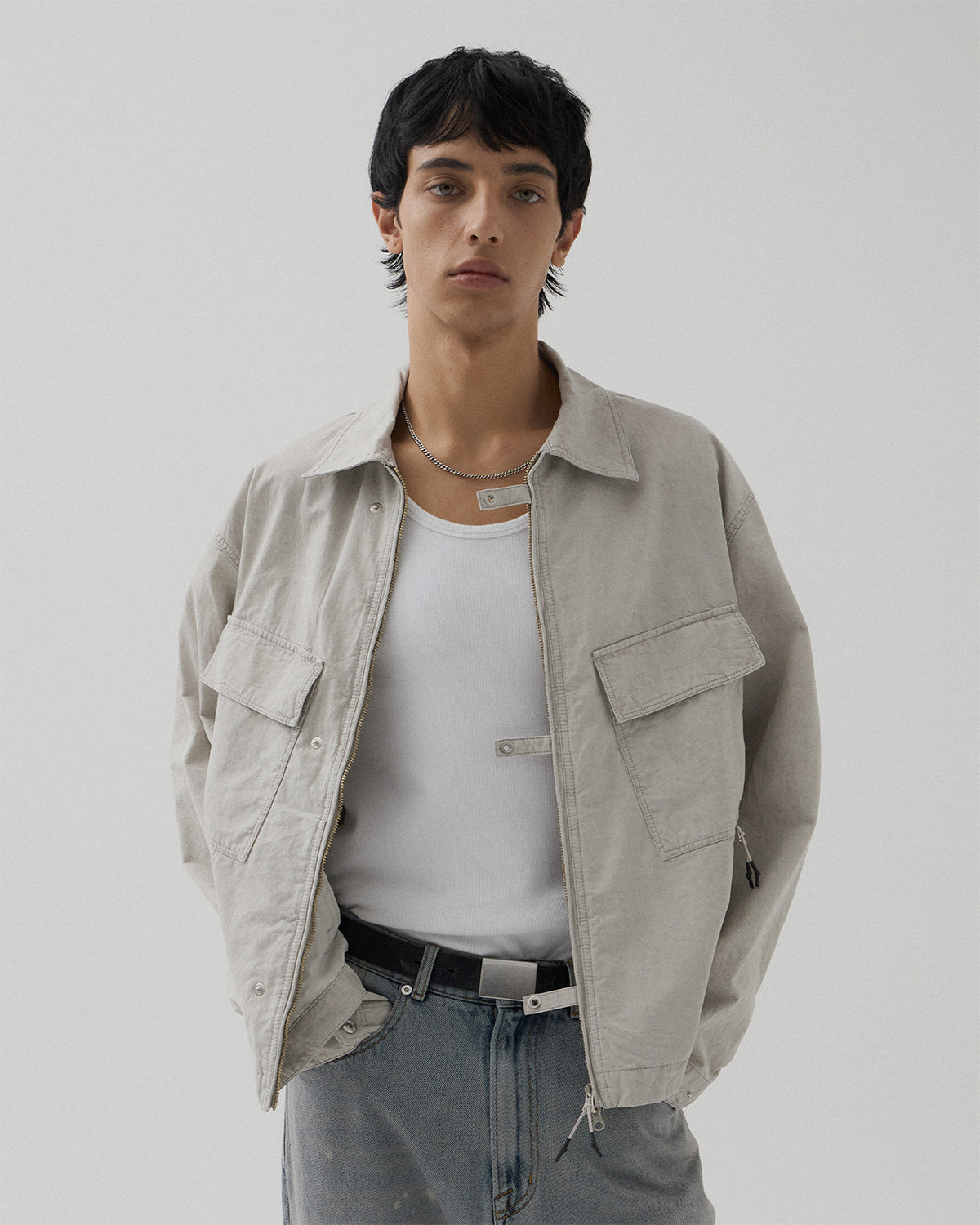 Zip Up 4P Jacket - Dusty L.Grey