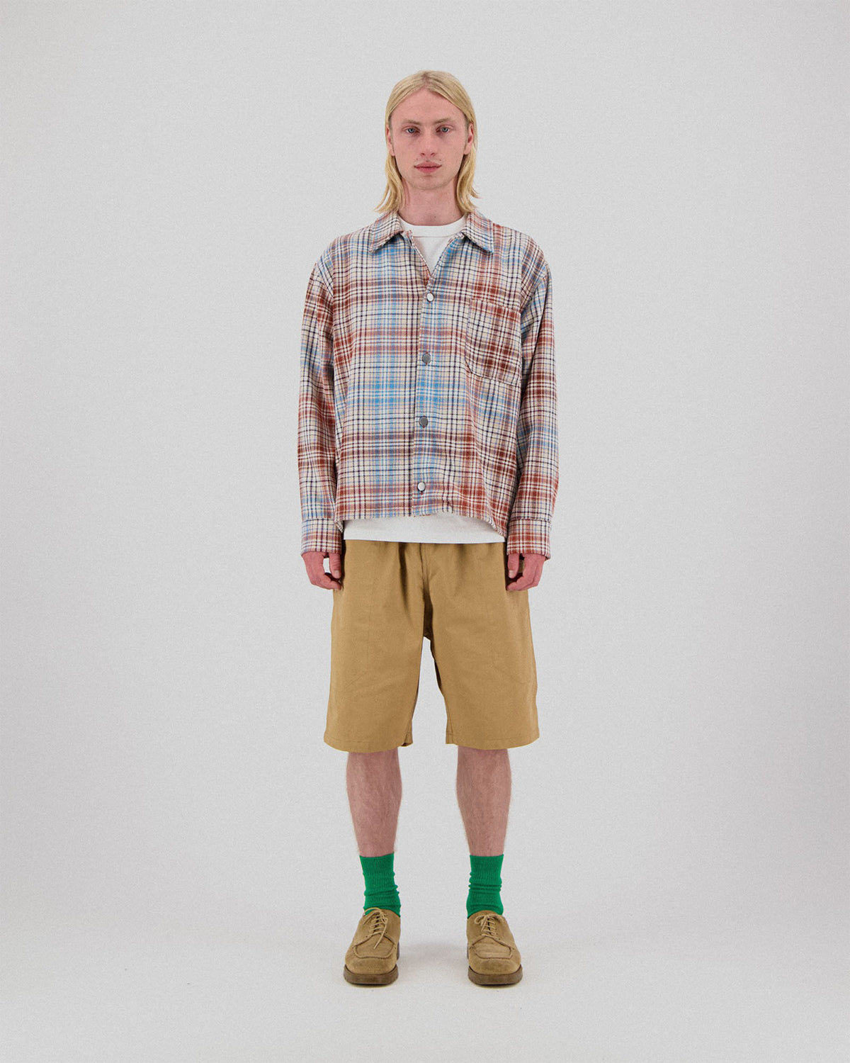 Boxy Freedom Shirt Japanese Twill Check - Sand