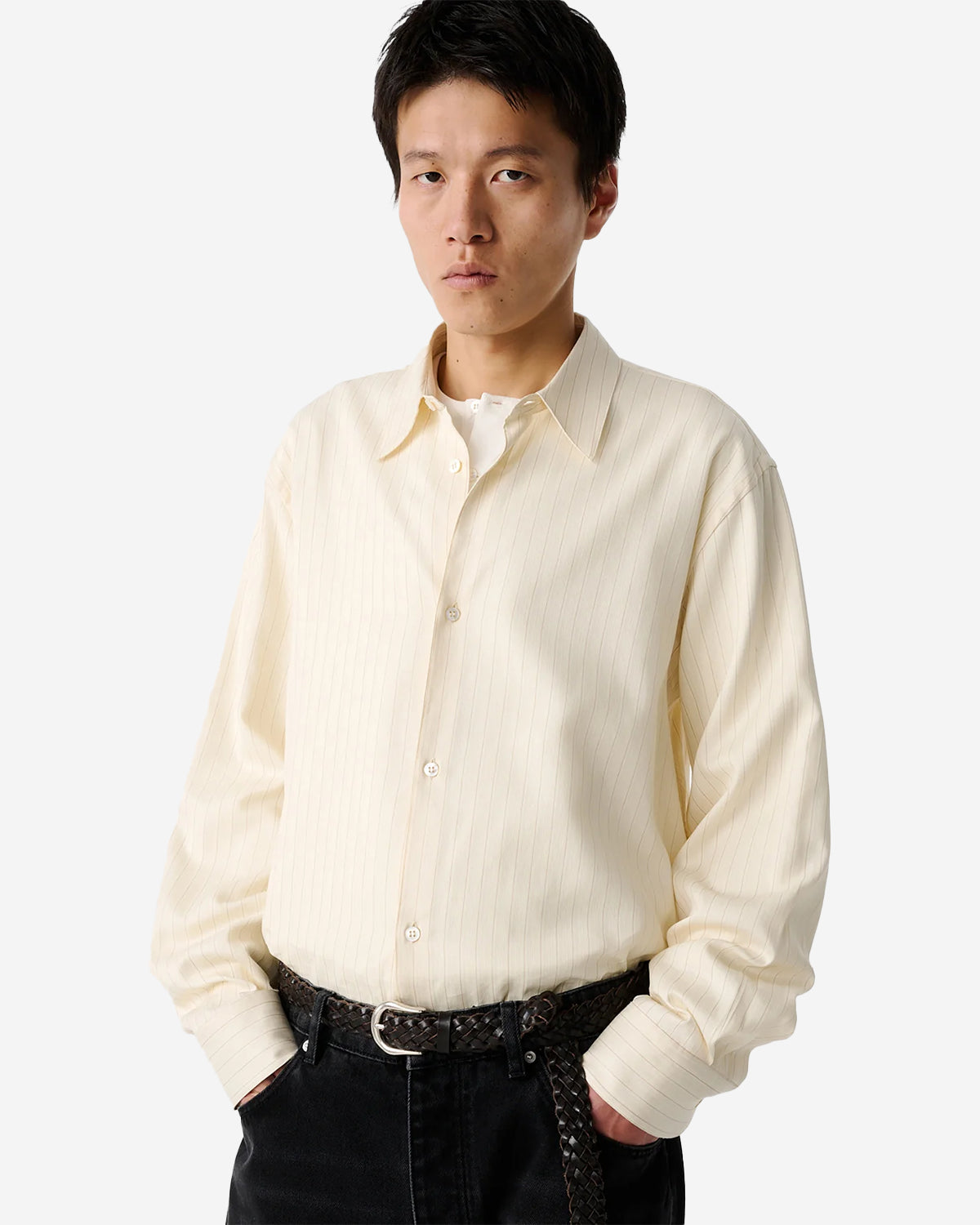 View - Boxy Oversized Shirt - Amber Stripe