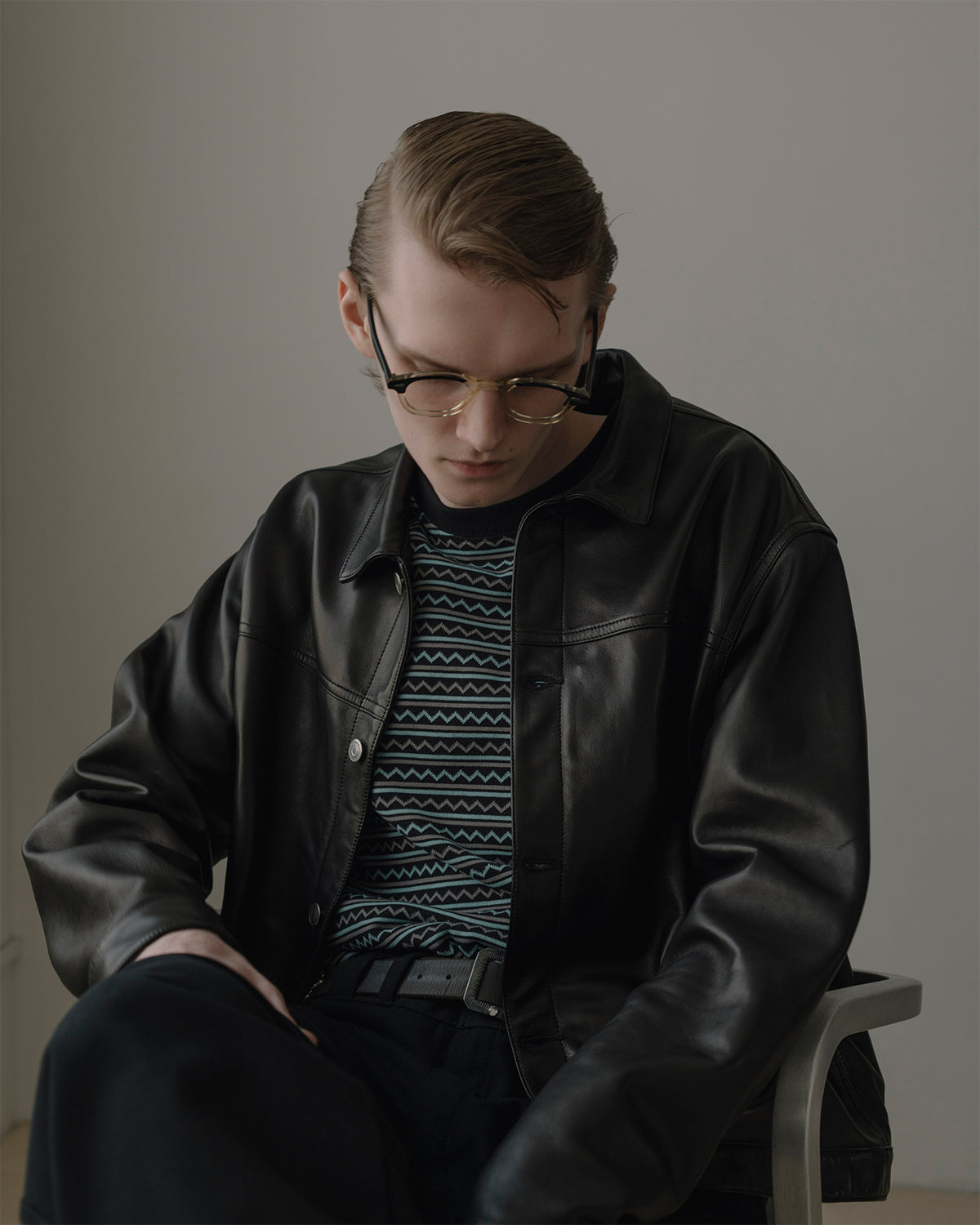 Unlikely Jacquard Knit Tee - Black / Turquoise