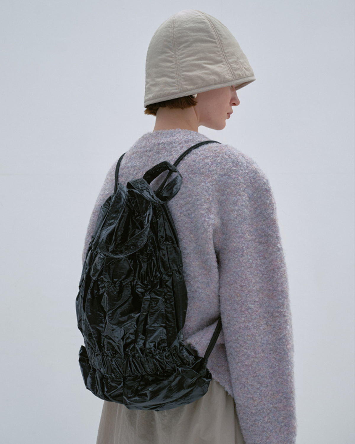 Tiered Banding Backpack - Glossy Black