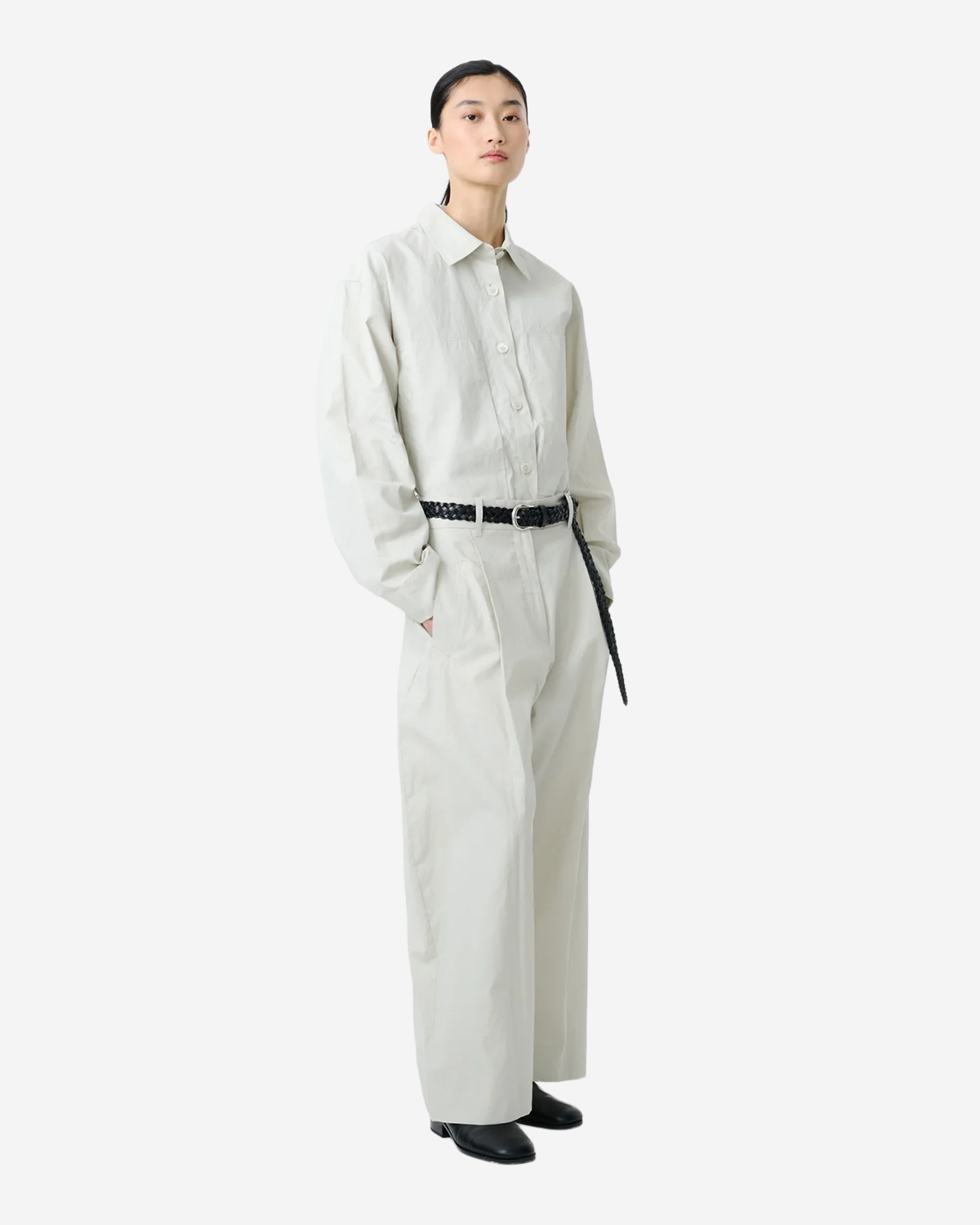 Minos - Single Pleat Curved Leg Pant - Bone
