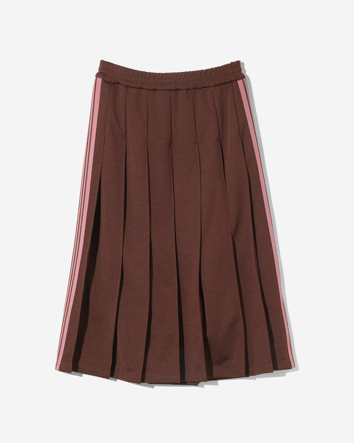 Pleated Track Skirt - Poly Smooth - Brown