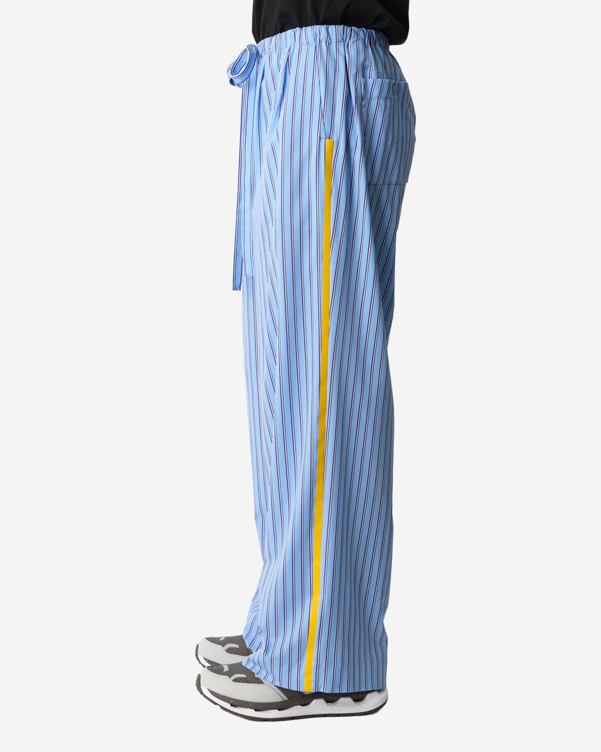 Stripe 2 Tuck Wide Pants - Sax Blue