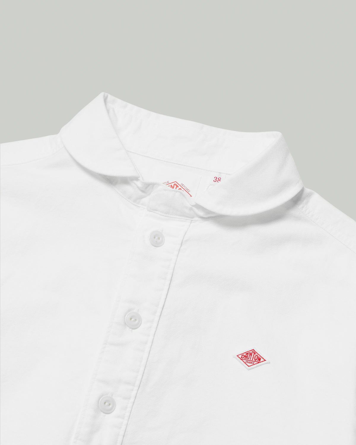 Womens Oxford Round Collar Short Sleeve Pullover Shirt - White