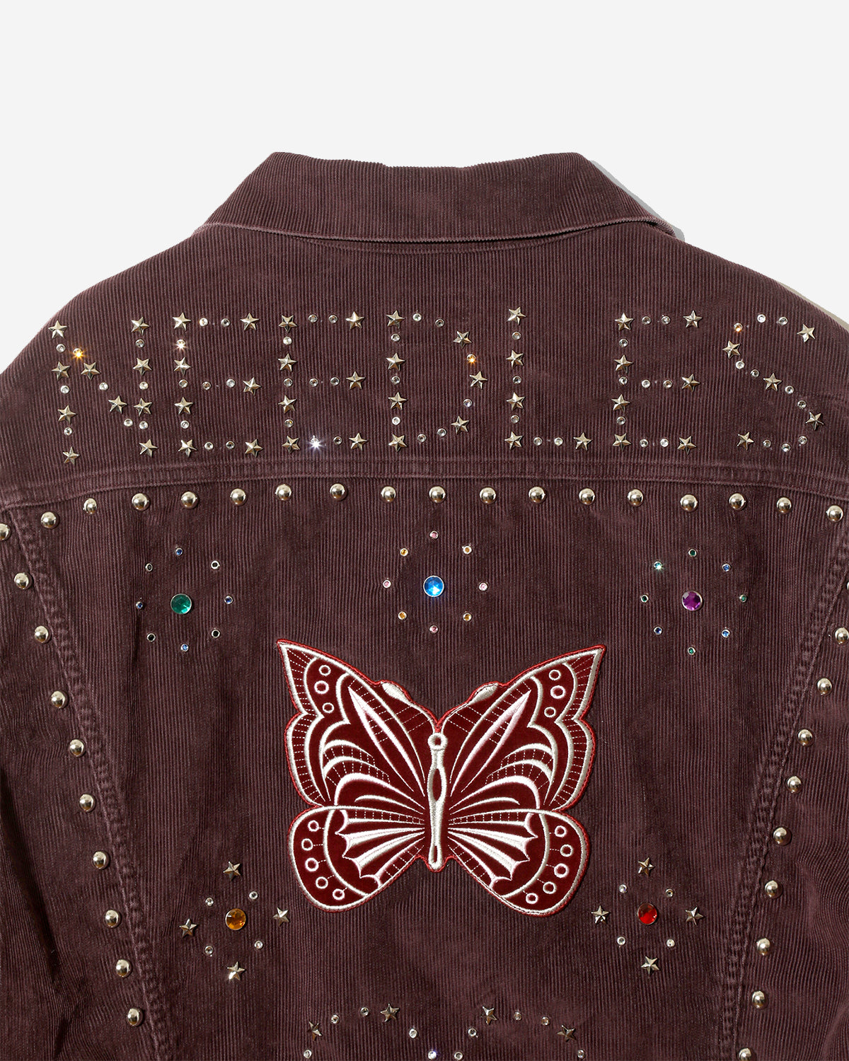 Studded Jean Jacket - 14W Corduroy - Burgundy