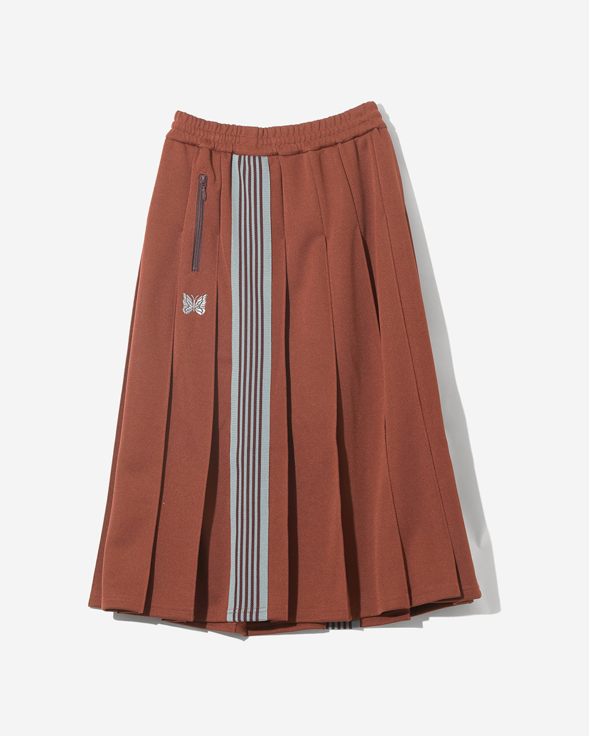 Pleated Track Skirt - Poly Smooth - Rust