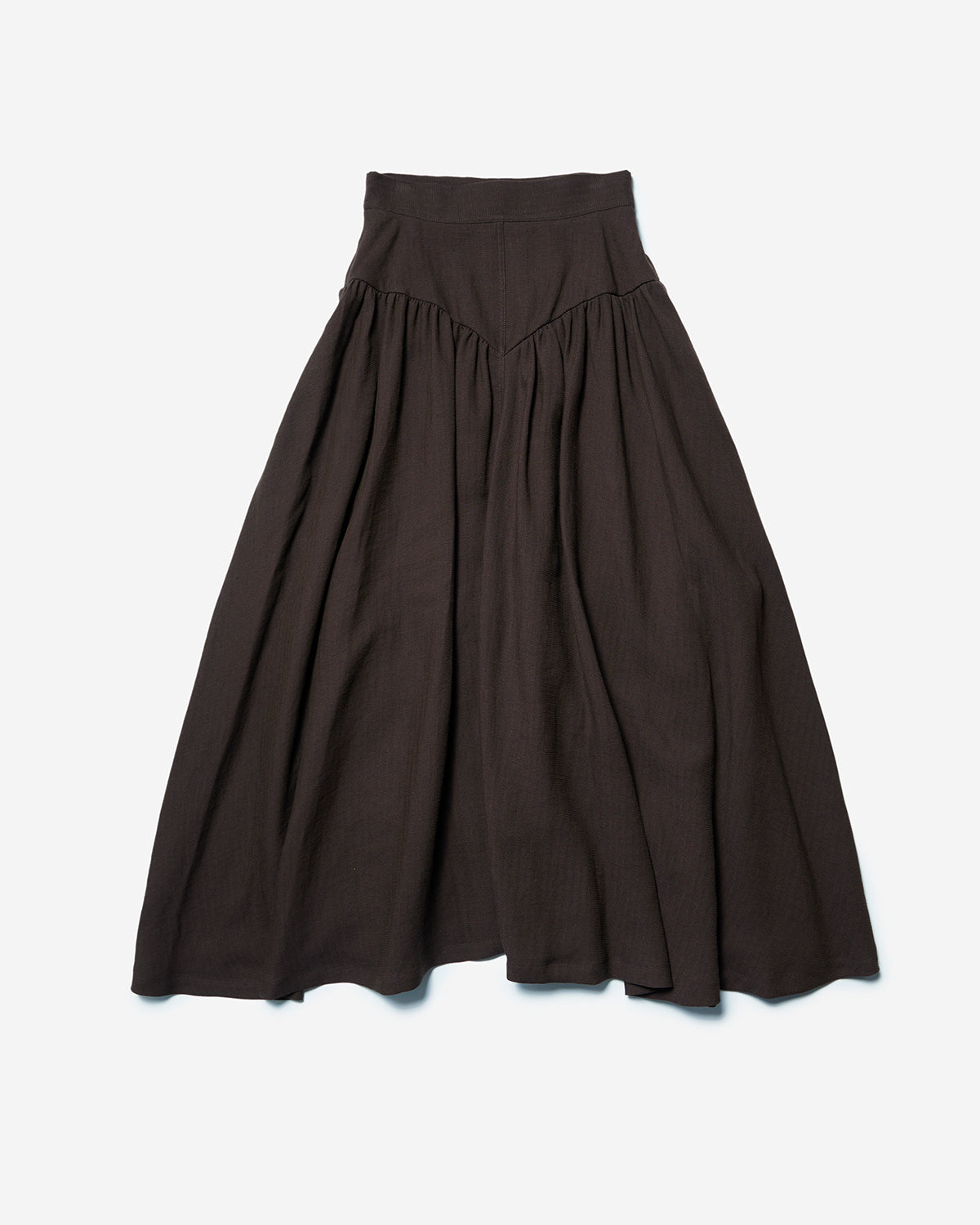 Yoke Cut Gathered SKT - Chocolate