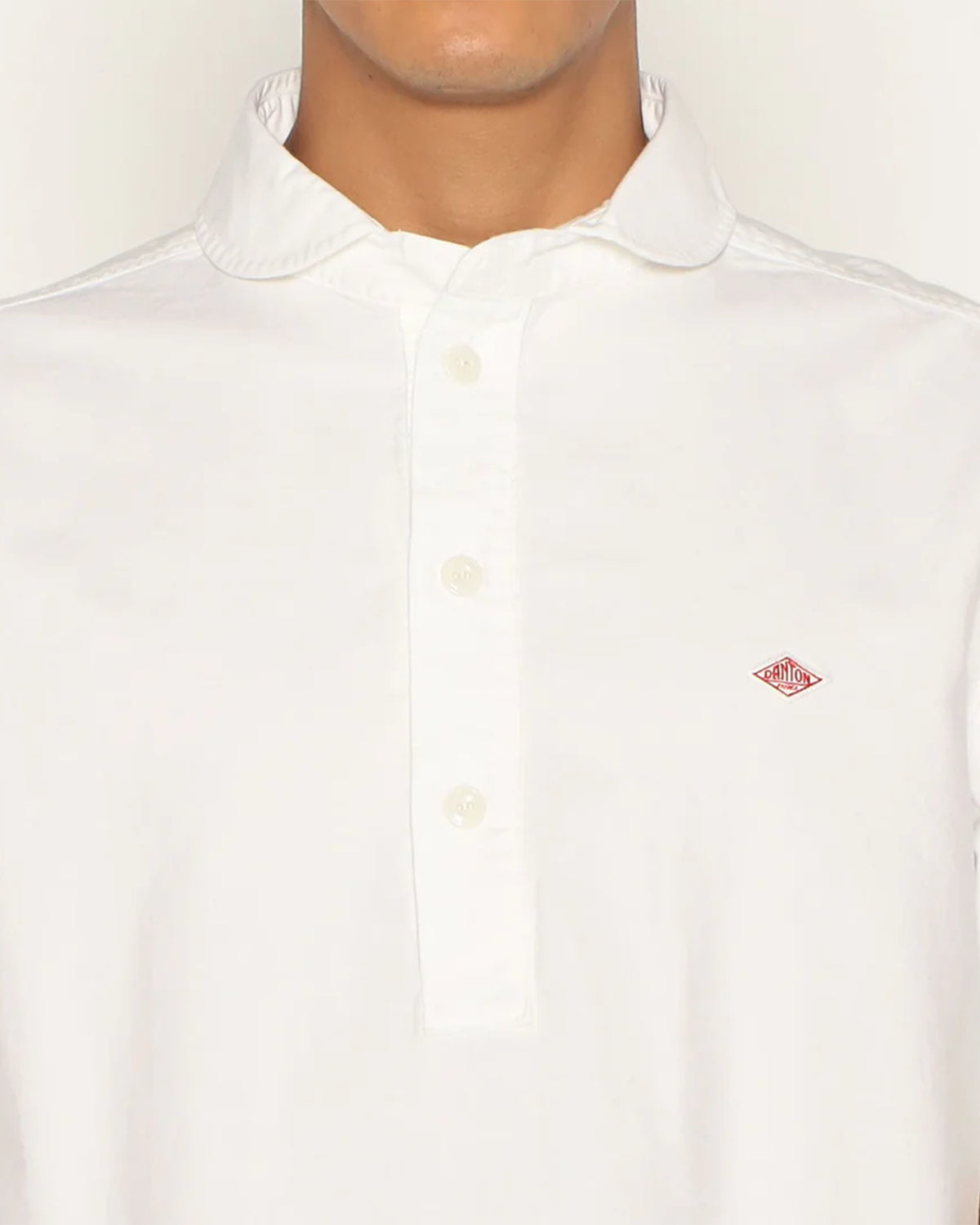Mens Oxford Round Collar Short Sleeve Pullover Shirt - White