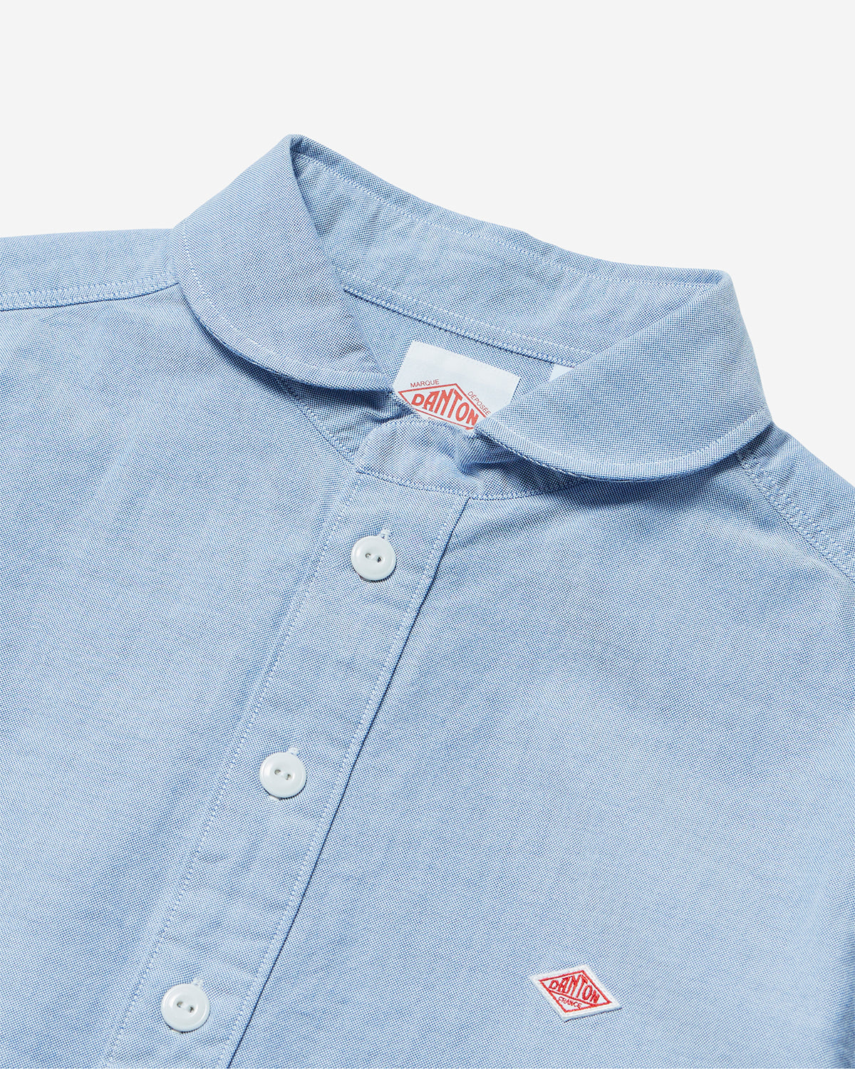 Mens Oxford Round Collar Short Sleeve Pullover Shirt - Blue
