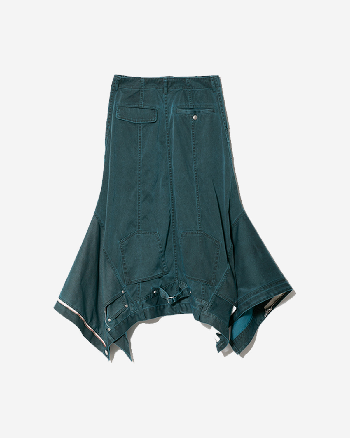 Double End Nylon Gabardin Denim Skirt - Bluegreen