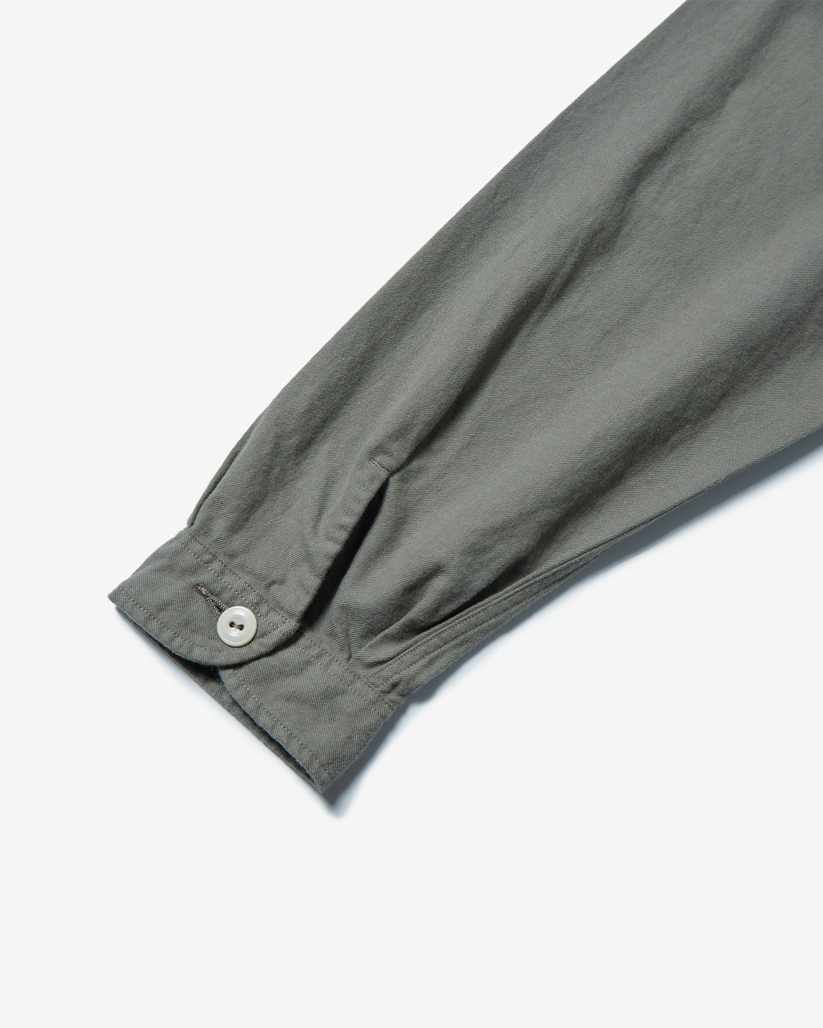 Mens Oxford Round Collar Pullover Shirt Plain - Olive Chambray