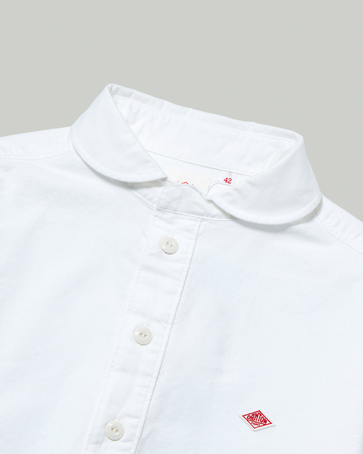 Mens Oxford Round Collar Pullover Shirt - White