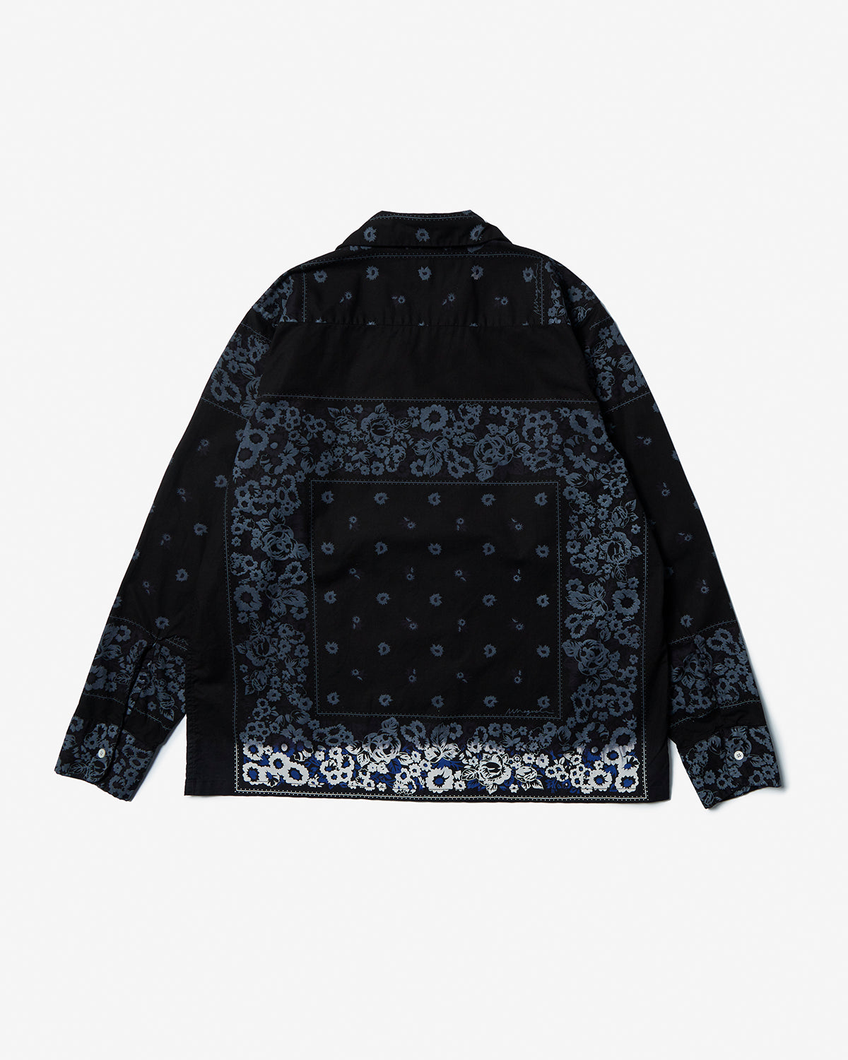 Overdyed Bandana Print Shirt - Black x Blue